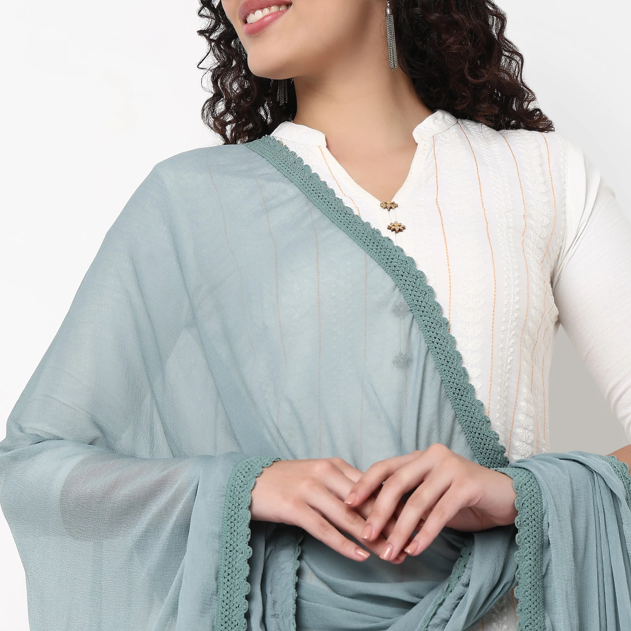4 Side Lace Chiffon Dupatta - Image 24
