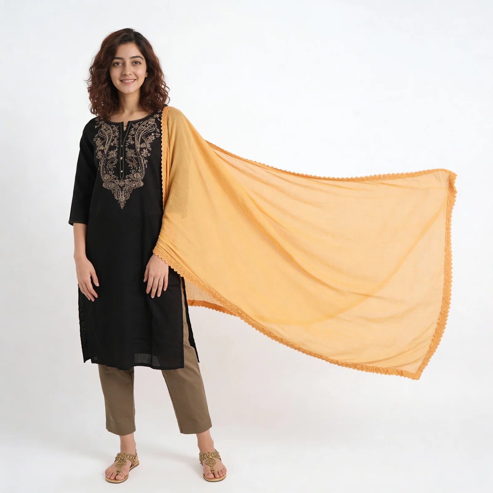 4 Side Lace Chiffon Dupatta - Image 34