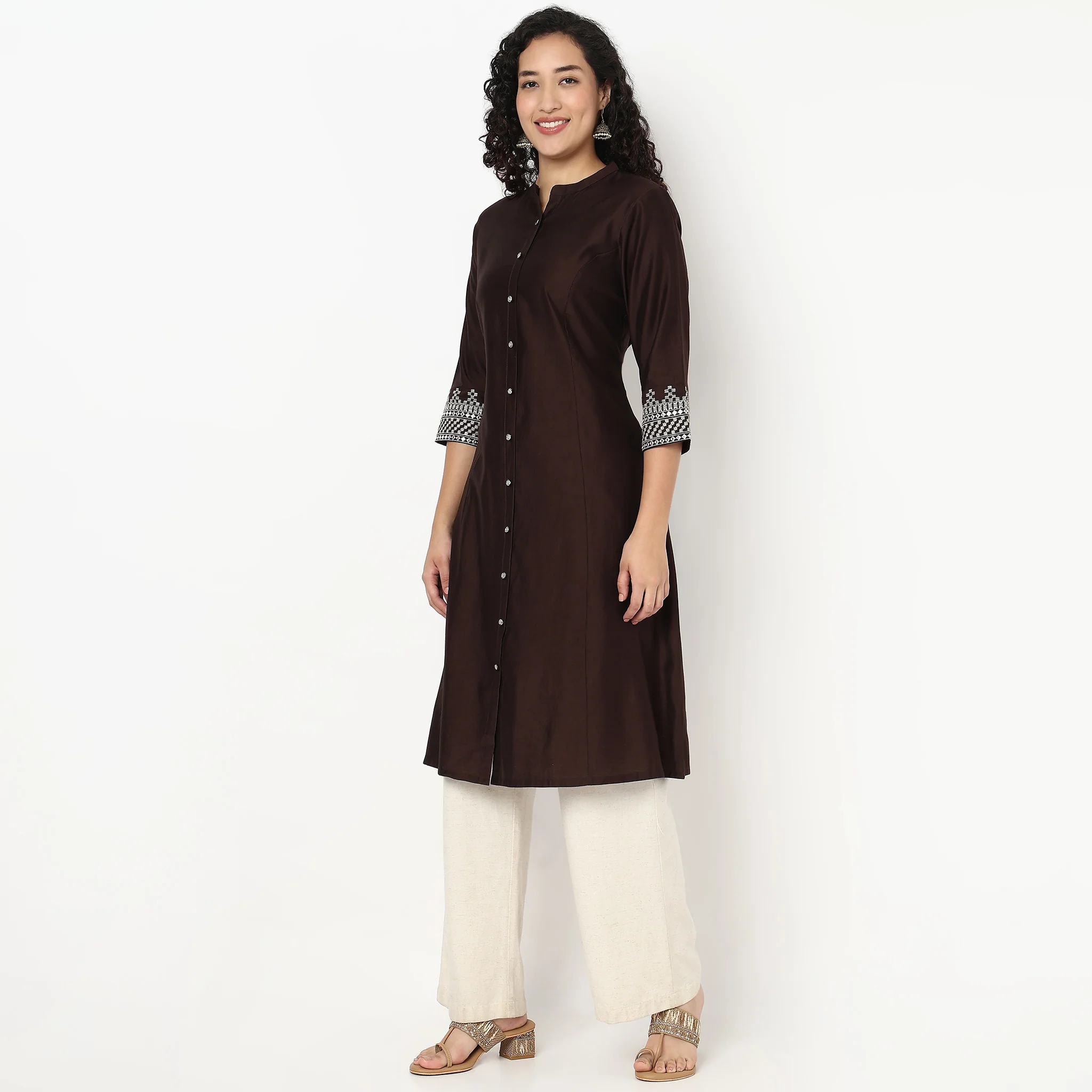 A-Line Embroidered Flared Kurta - Image 5