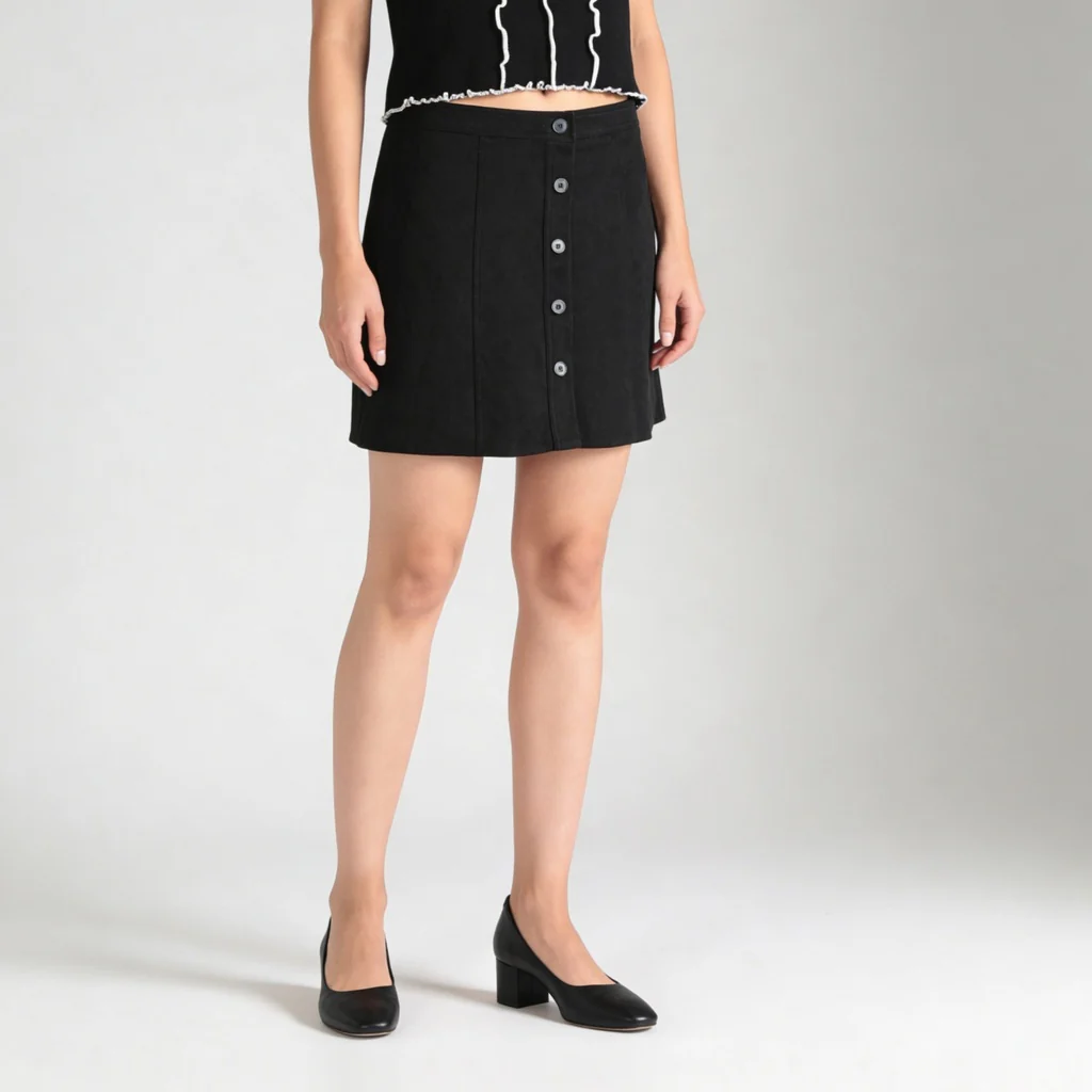 A-Line Skirt With Buttons Detail - Image 2