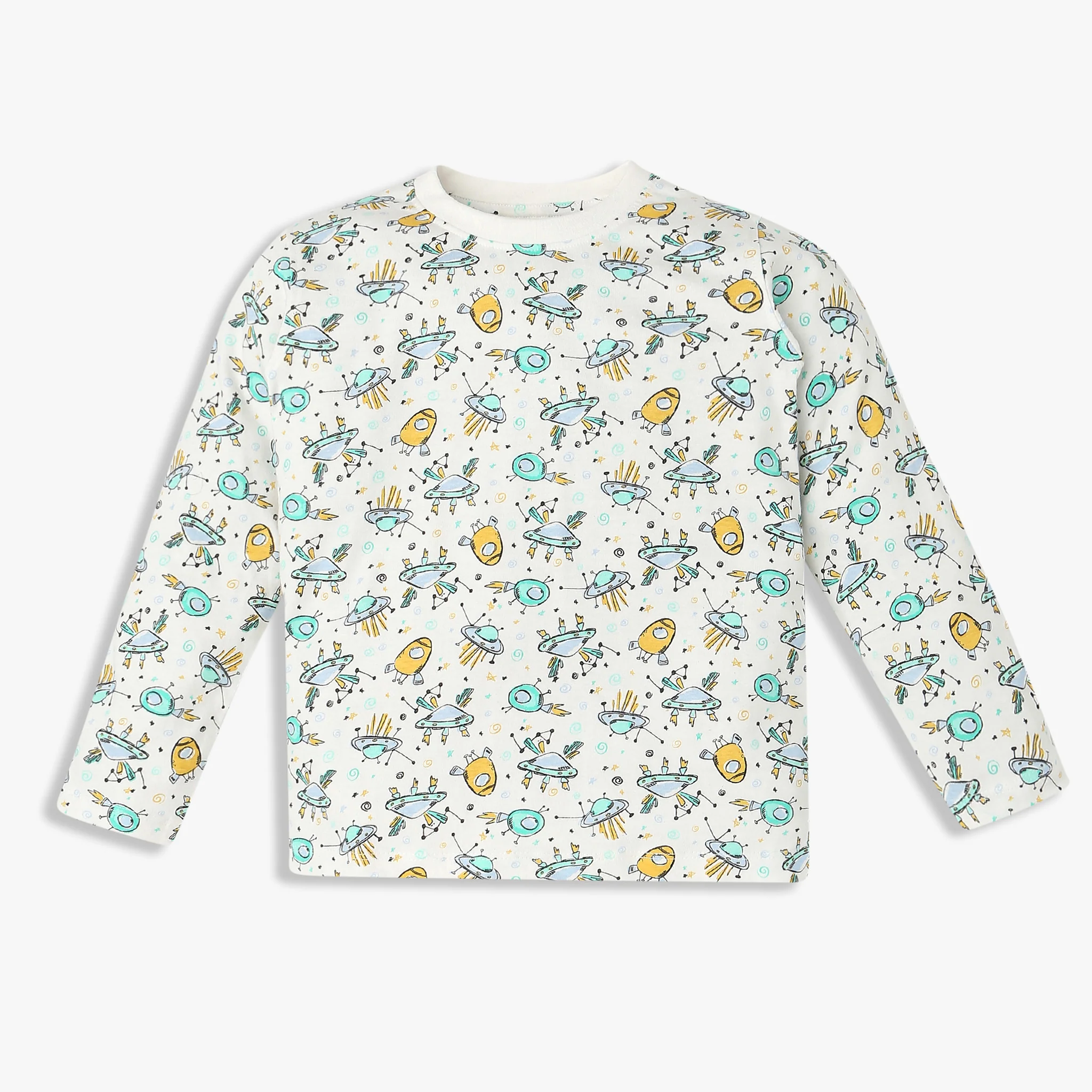 All Over Print Cotton T-Shirt with Track Pant Sleepwear Set - Image 2