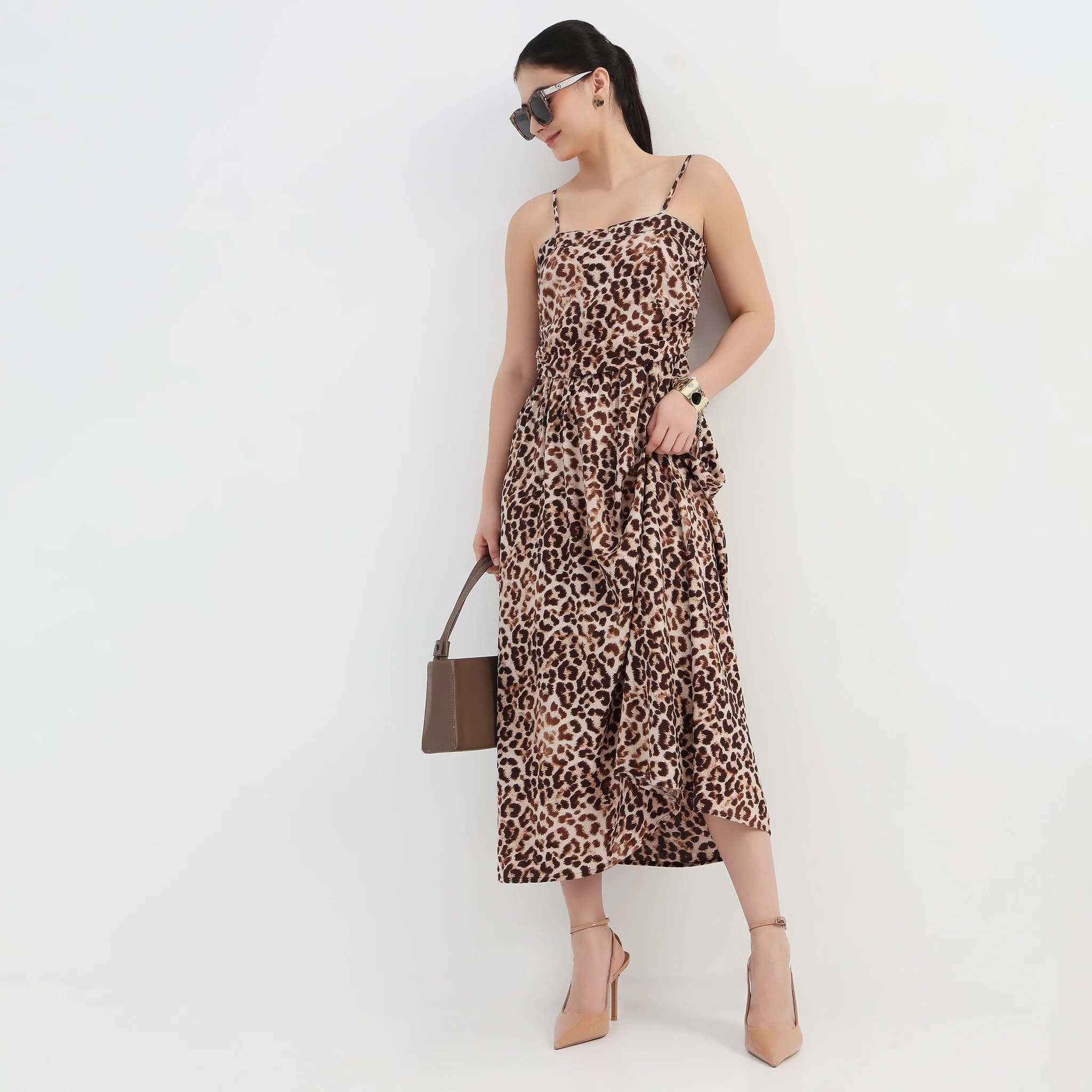 Animal Print Flared Dress