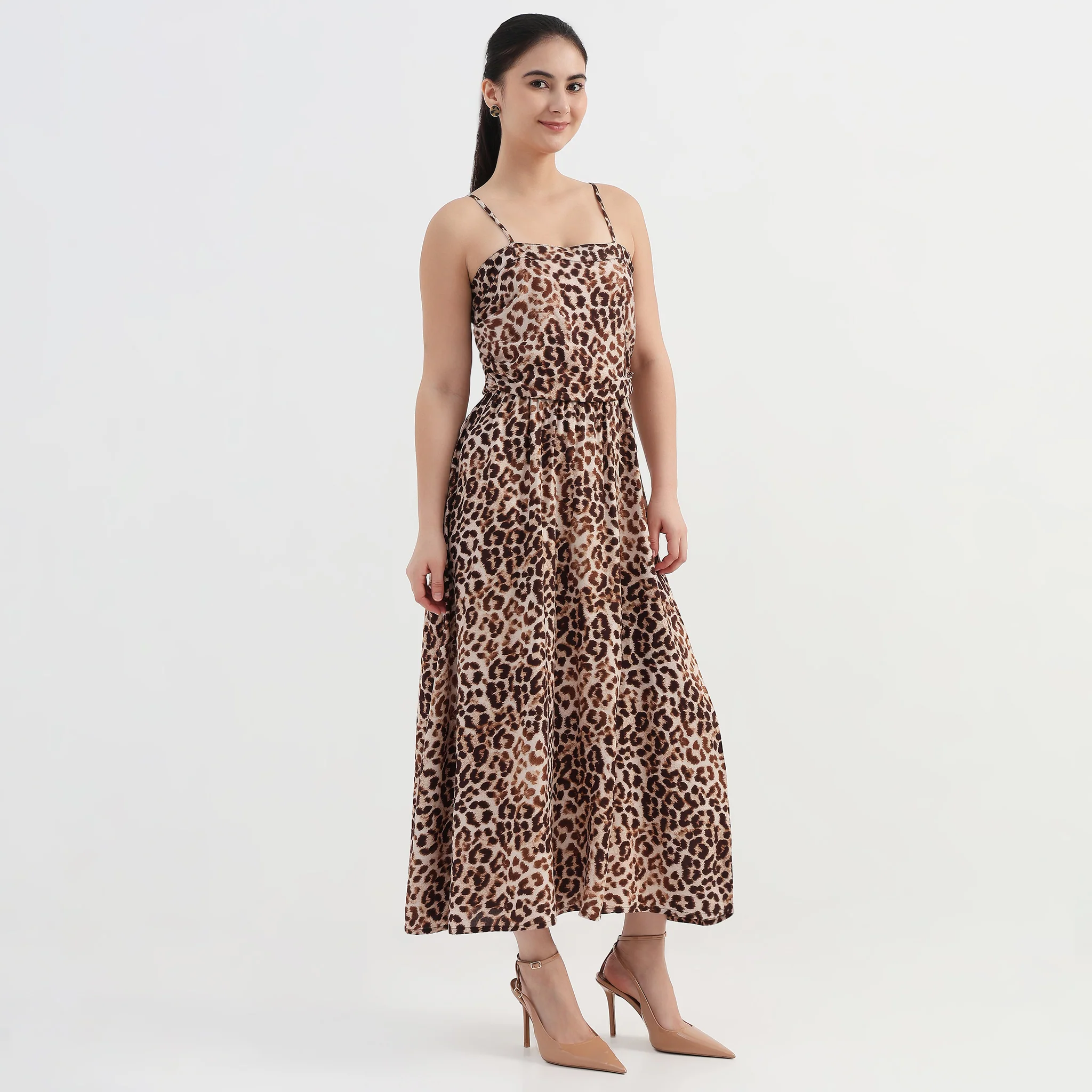 Animal Print Flared Dress - Image 5