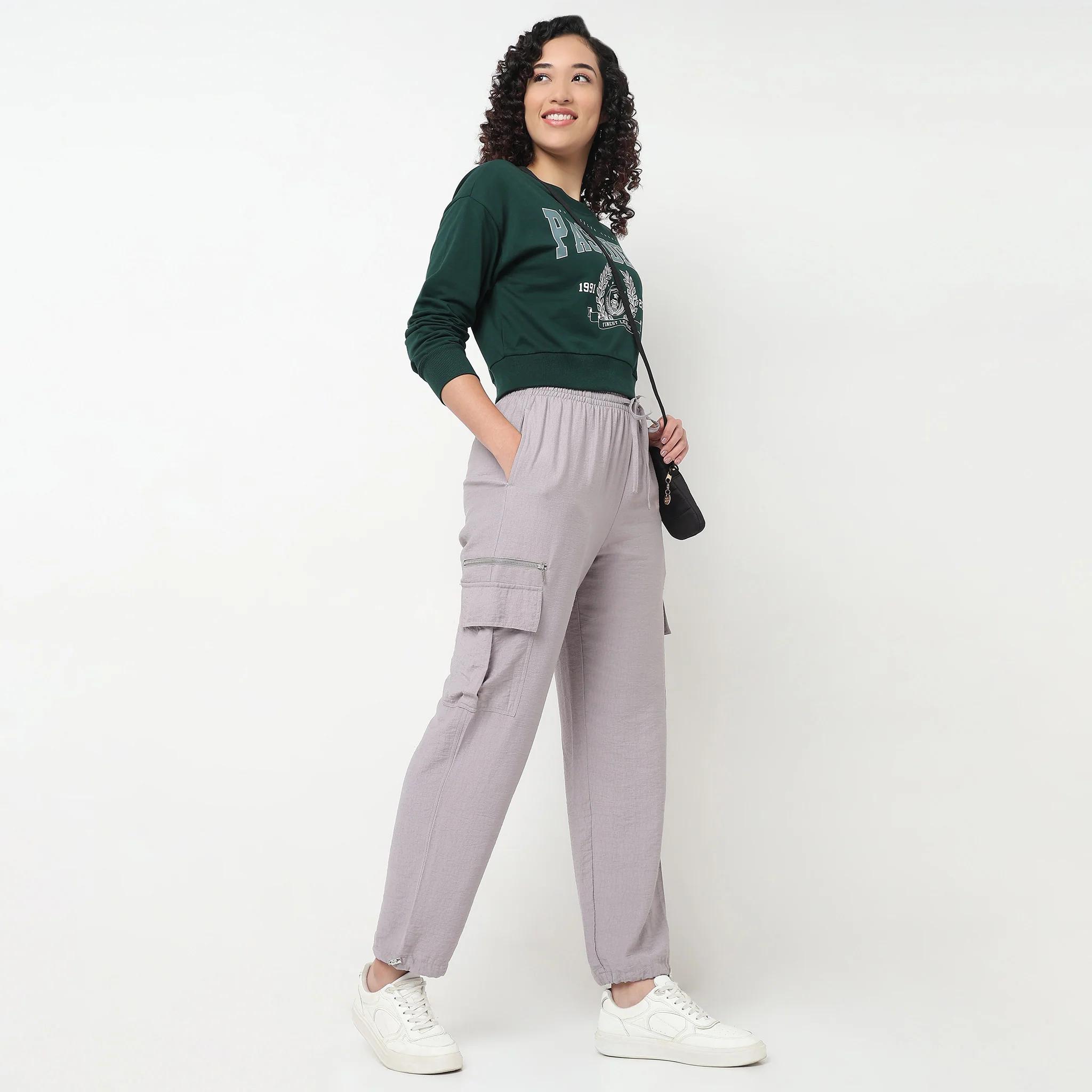 Relaxed Fit High Rise Pant With Elasticated Drawcord - Image 6
