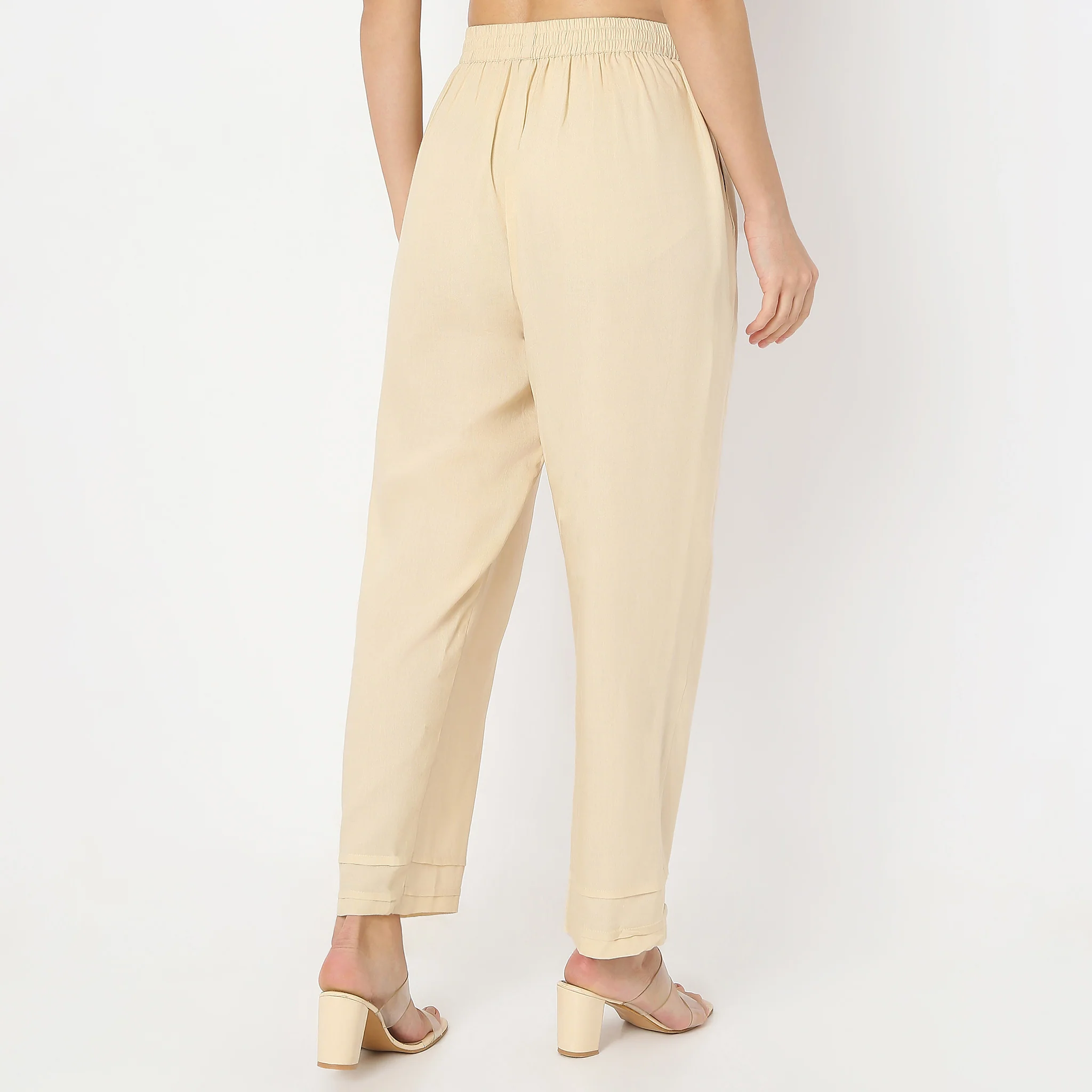 Ankle Length Straight Fit Mid Rise Pants - Image 3