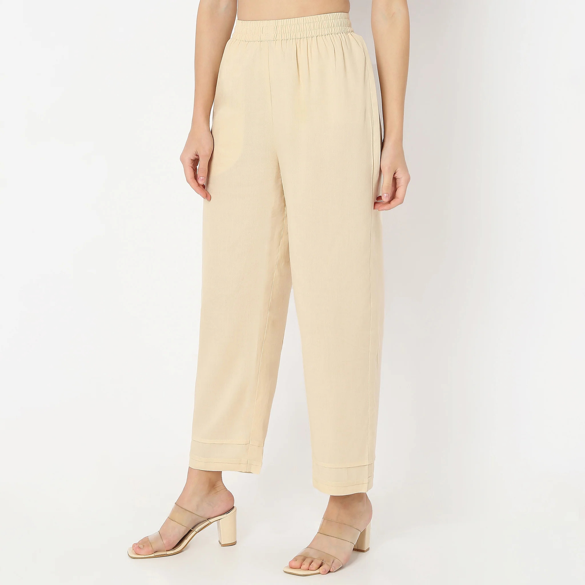 Ankle Length Straight Fit Mid Rise Pants - Image 5