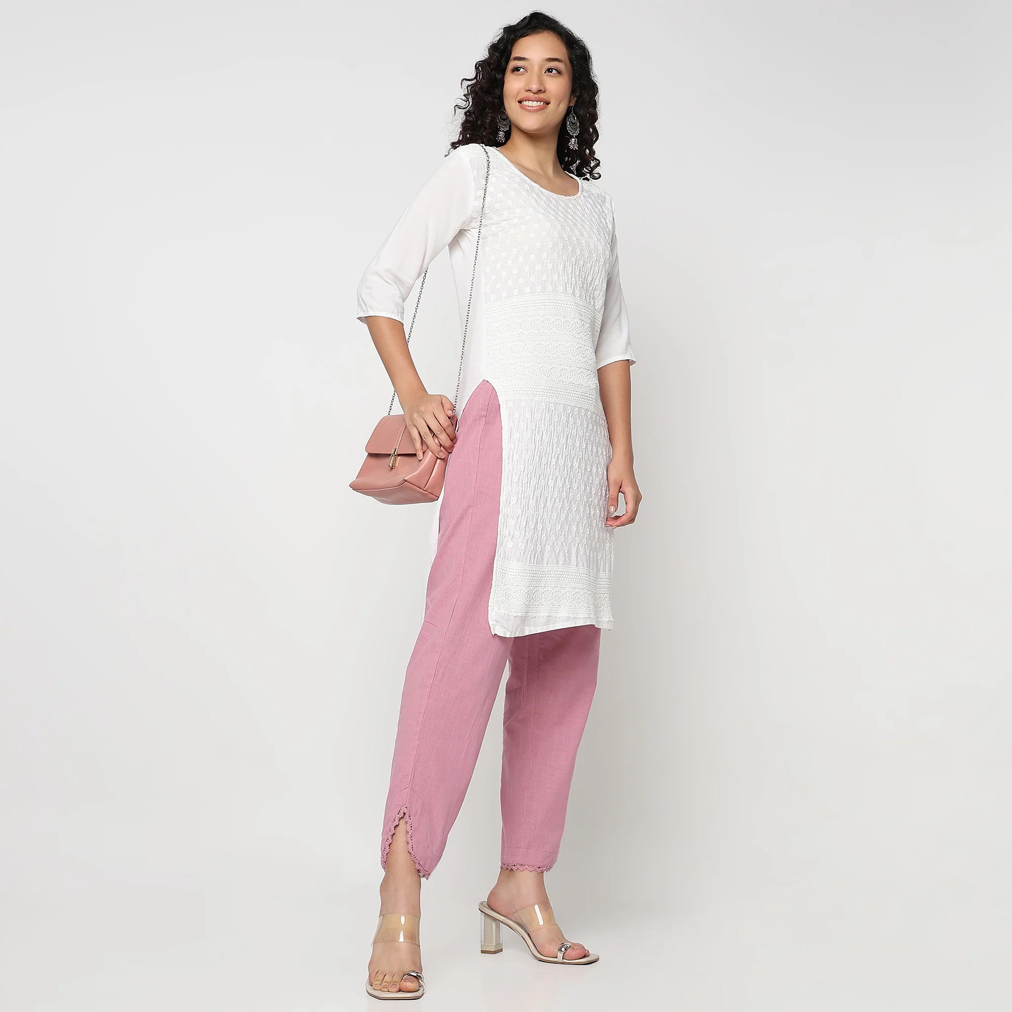 Ankle Length Straight Fit Knitted Ethnic Pants