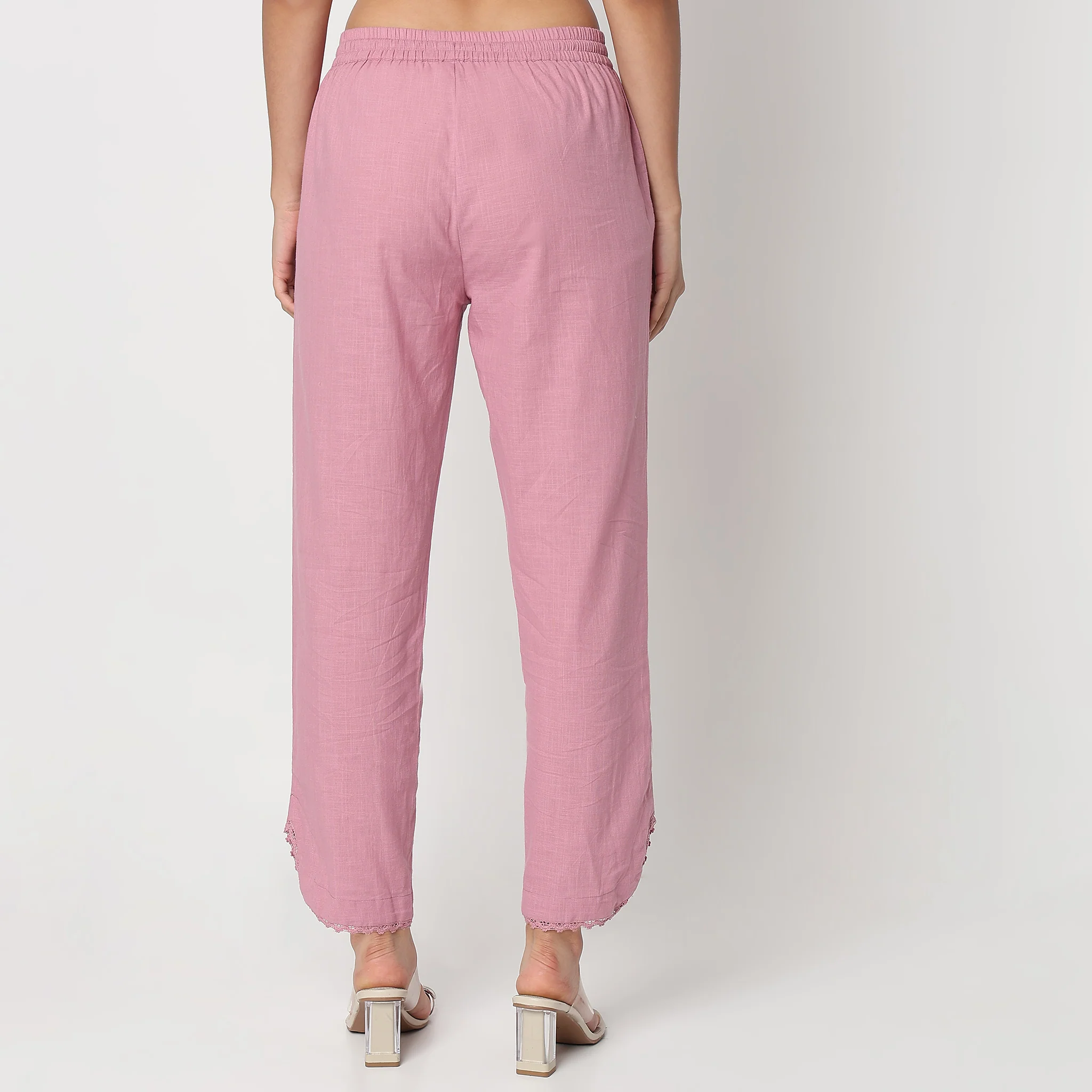 Ankle Length Straight Fit Knitted Ethnic Pants - Image 3