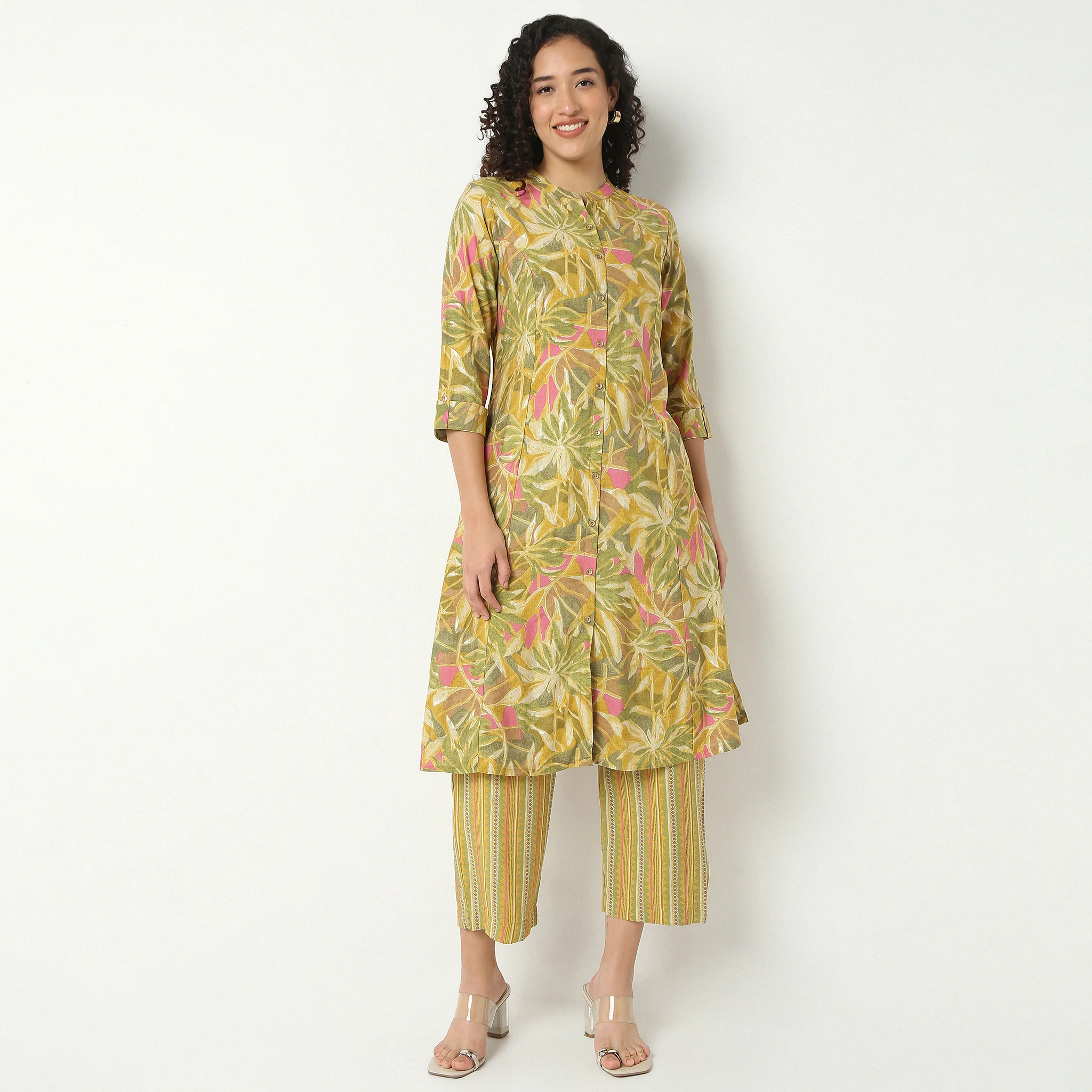 Band Neck Kurta With Pant Set - Image 2