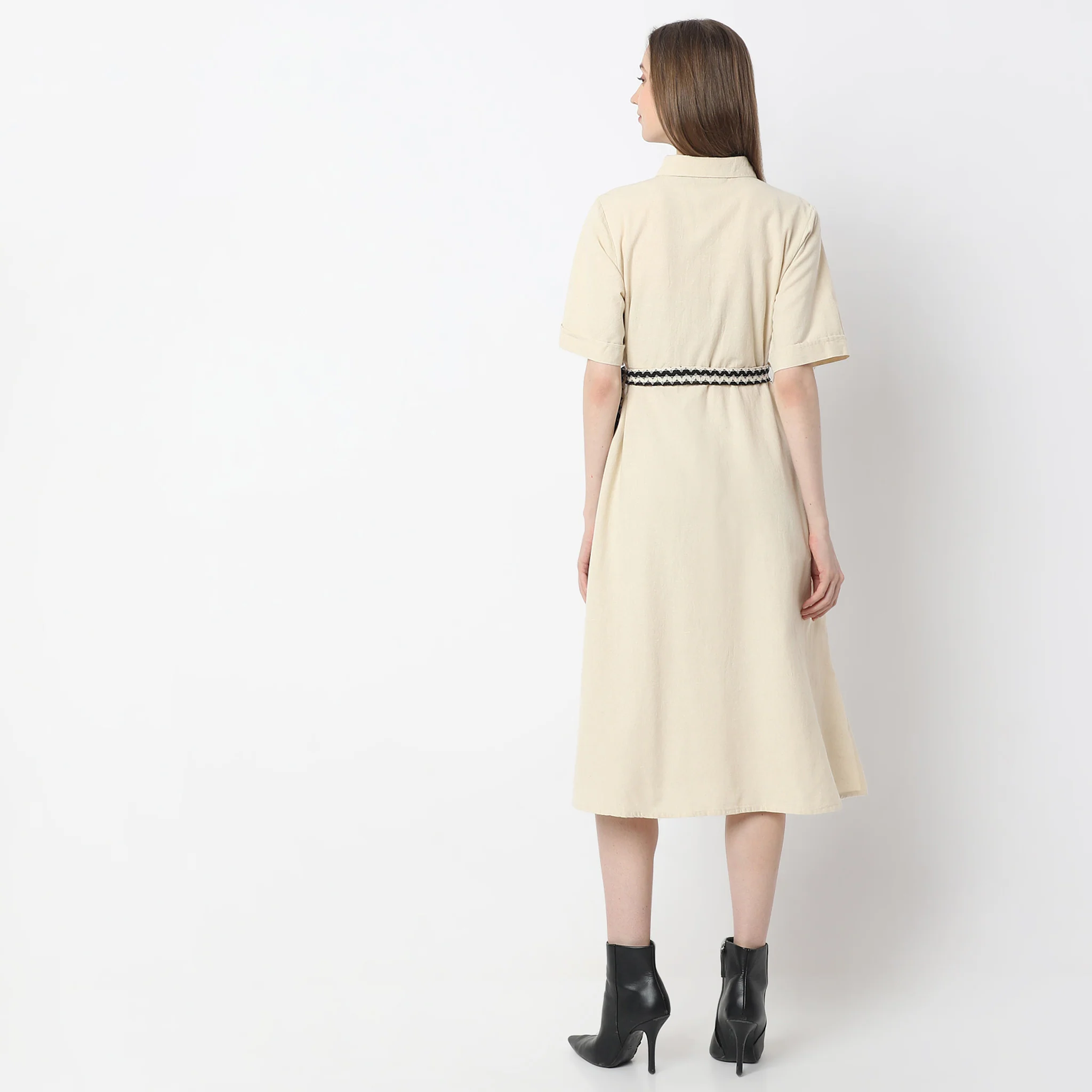Below Knee Elegant Shirt Collar Dress - Image 3