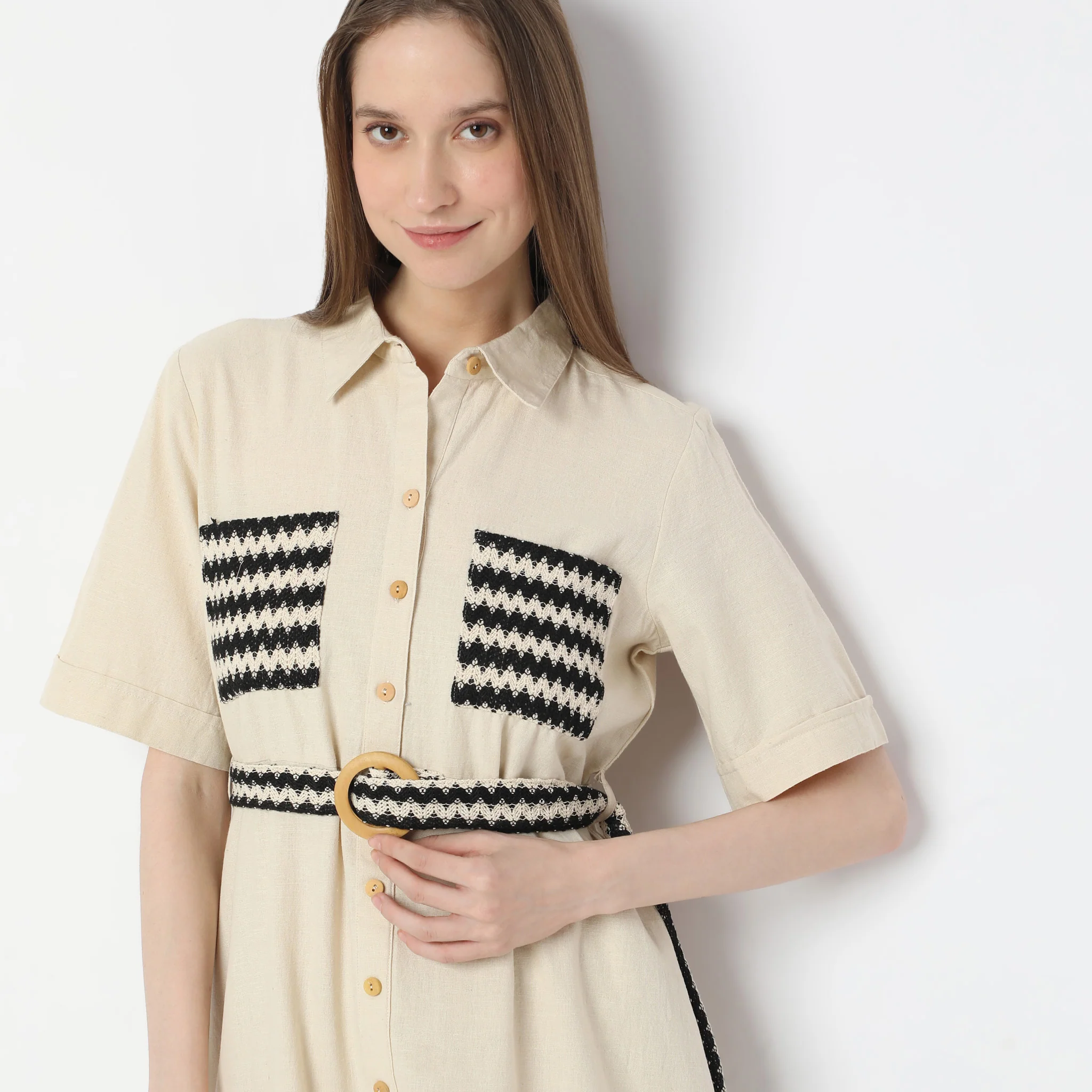 Below Knee Elegant Shirt Collar Dress - Image 4