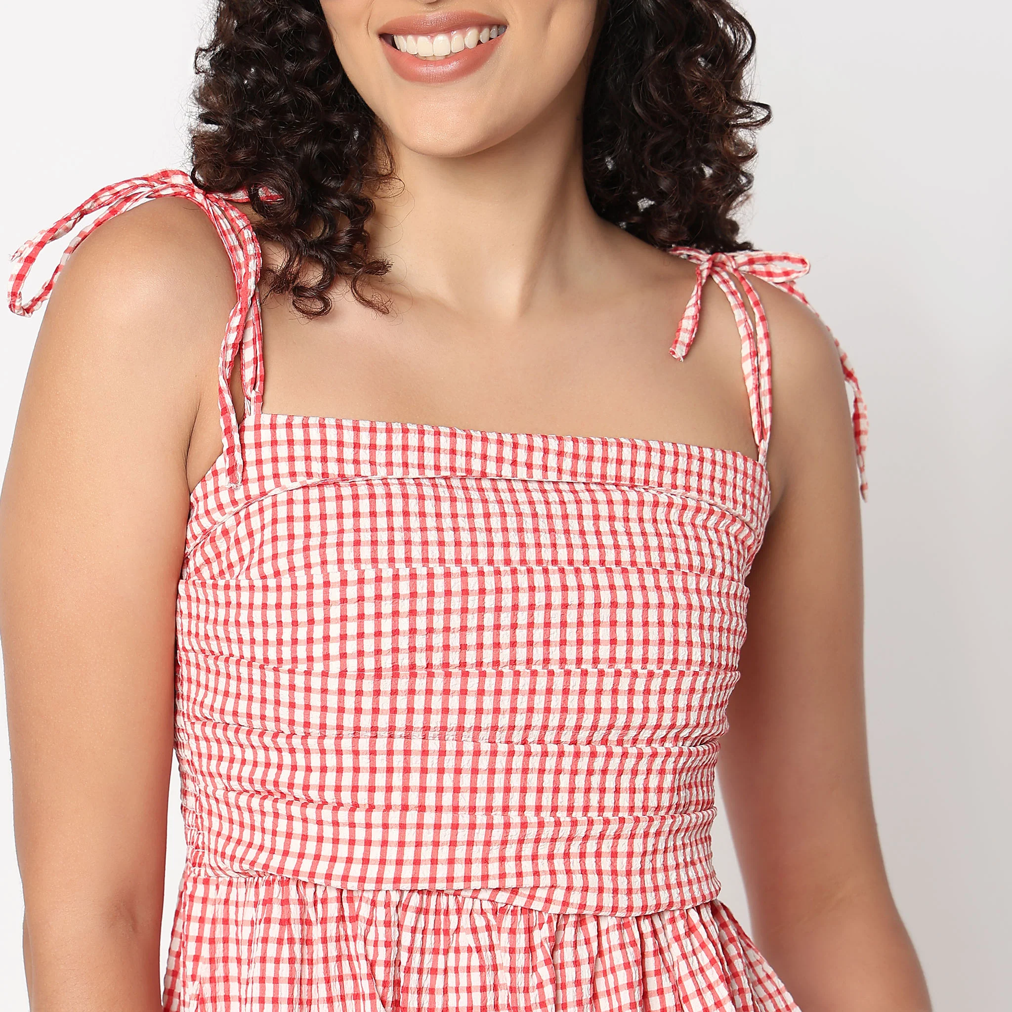 Betty Dress With Tie Up Straps And Square Neckline - Image 4