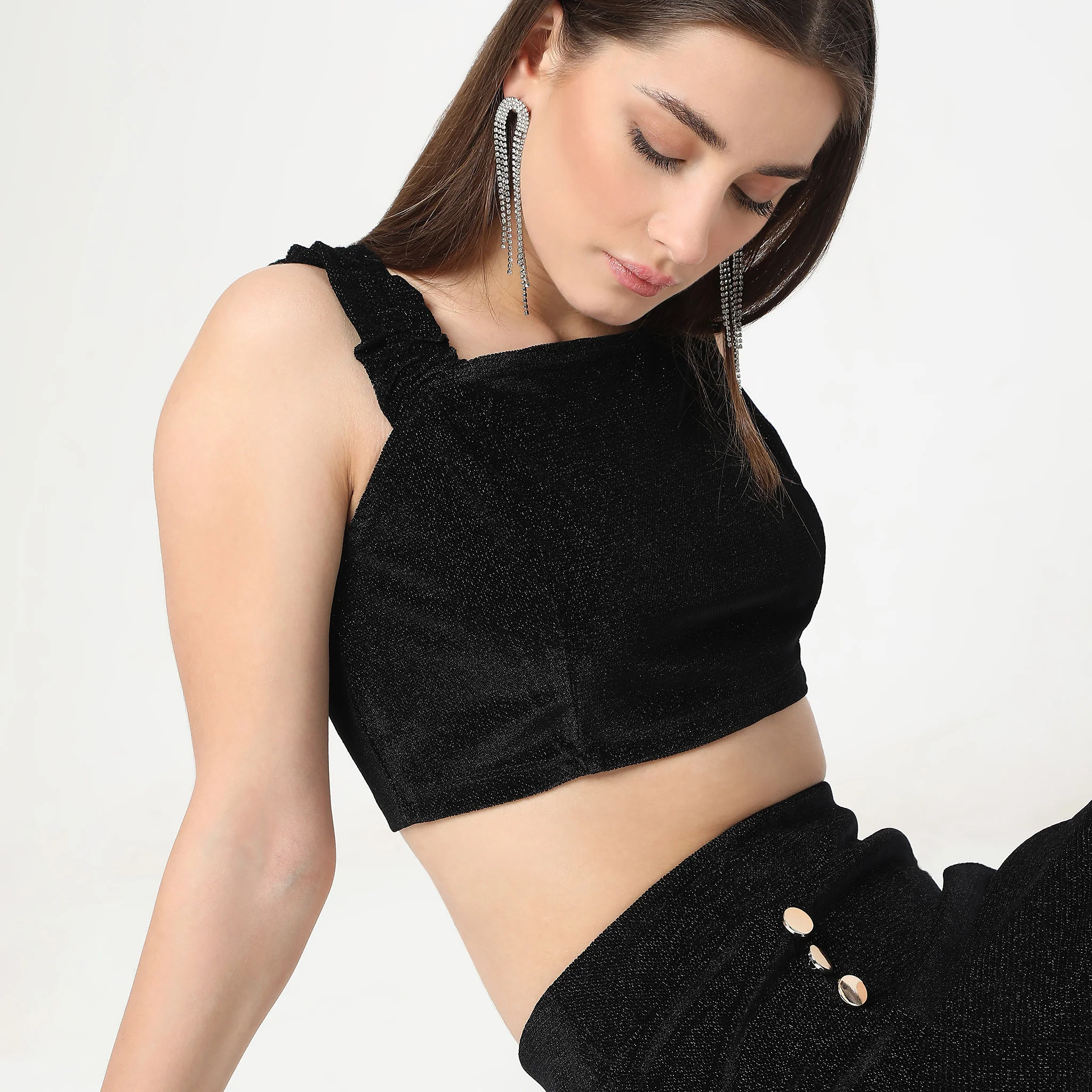 Betty Look Square Neck Fitted Party Crop Top - Image 4