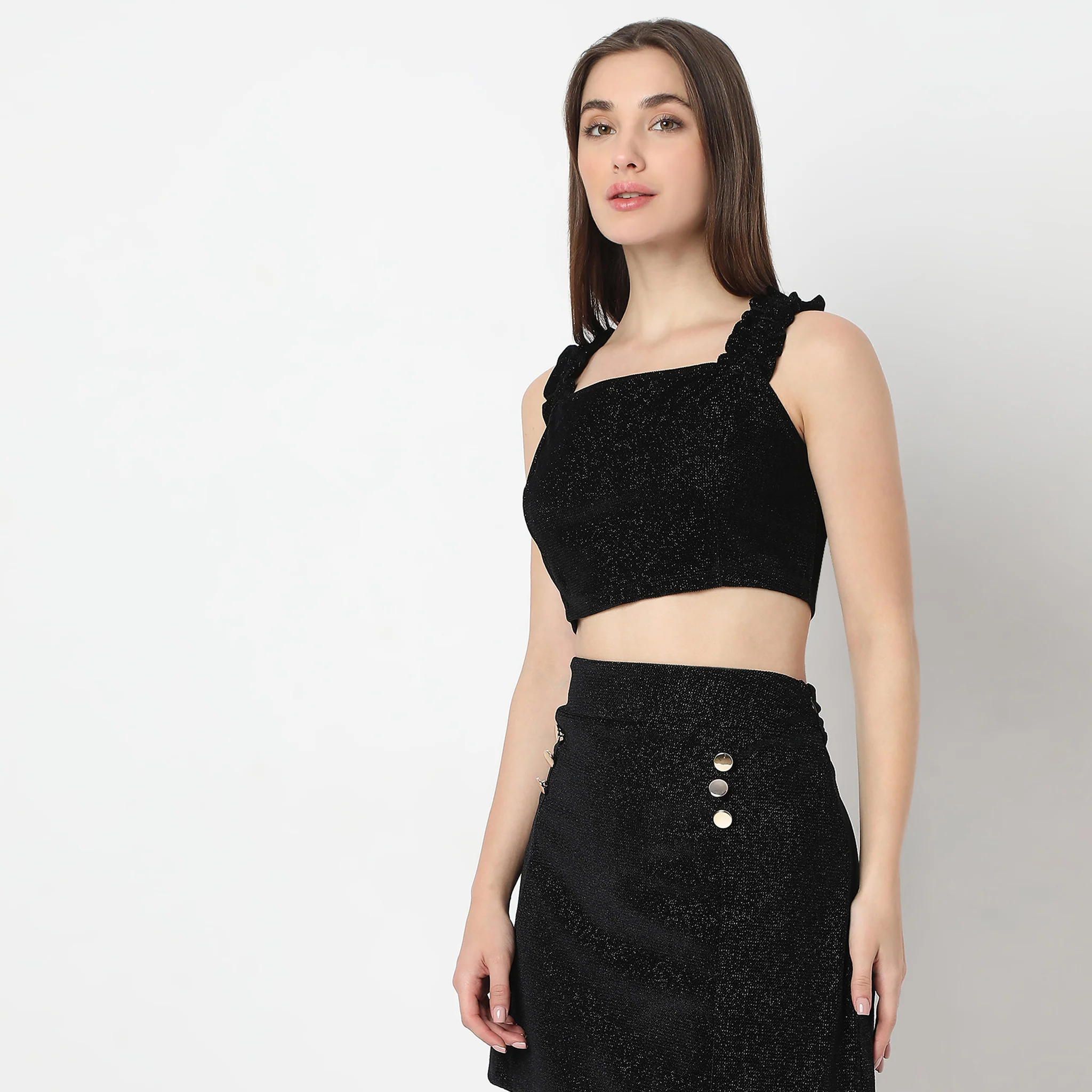 Betty Look Square Neck Fitted Party Crop Top - Image 5