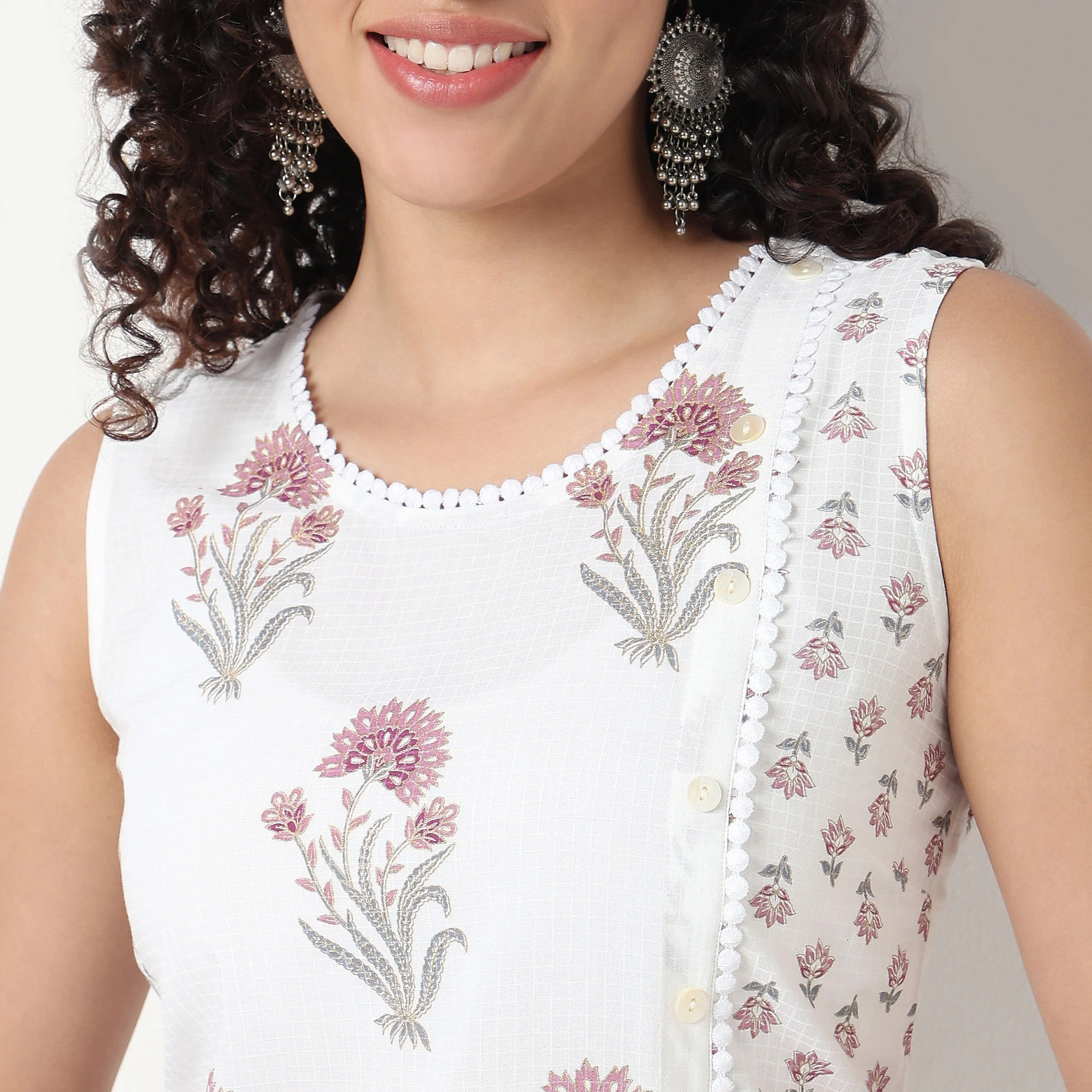 Printed Boat Neck Kurta - Image 4