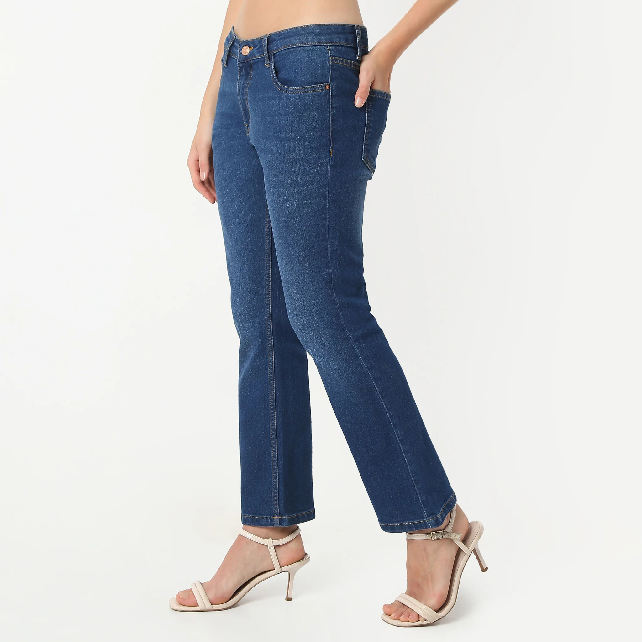 Boot Cut Ankle Length Low Rise Clean Look Jeans - Image 10