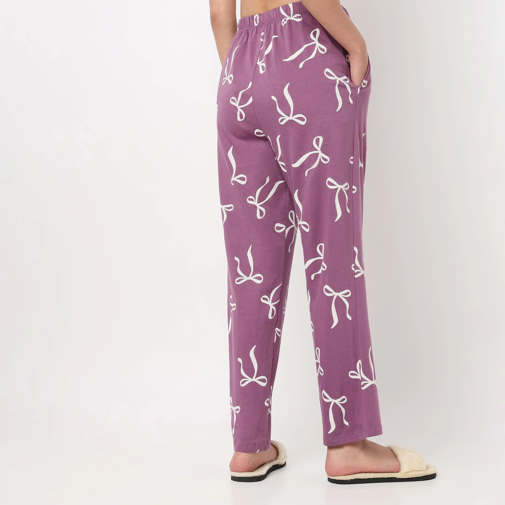 Bow Print Cotton Lounge Pyjamas - Image 3
