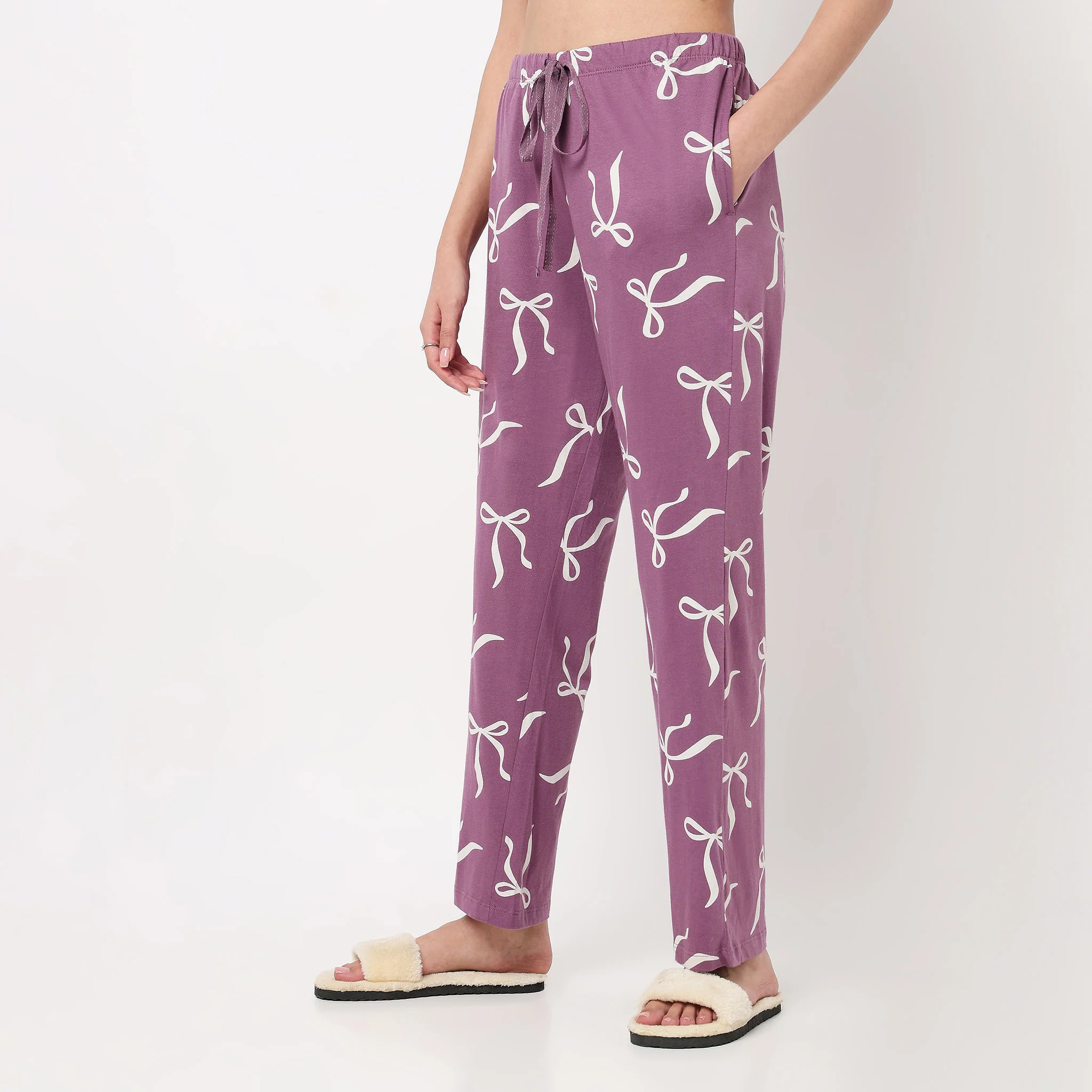 Bow Print Cotton Lounge Pyjamas - Image 5