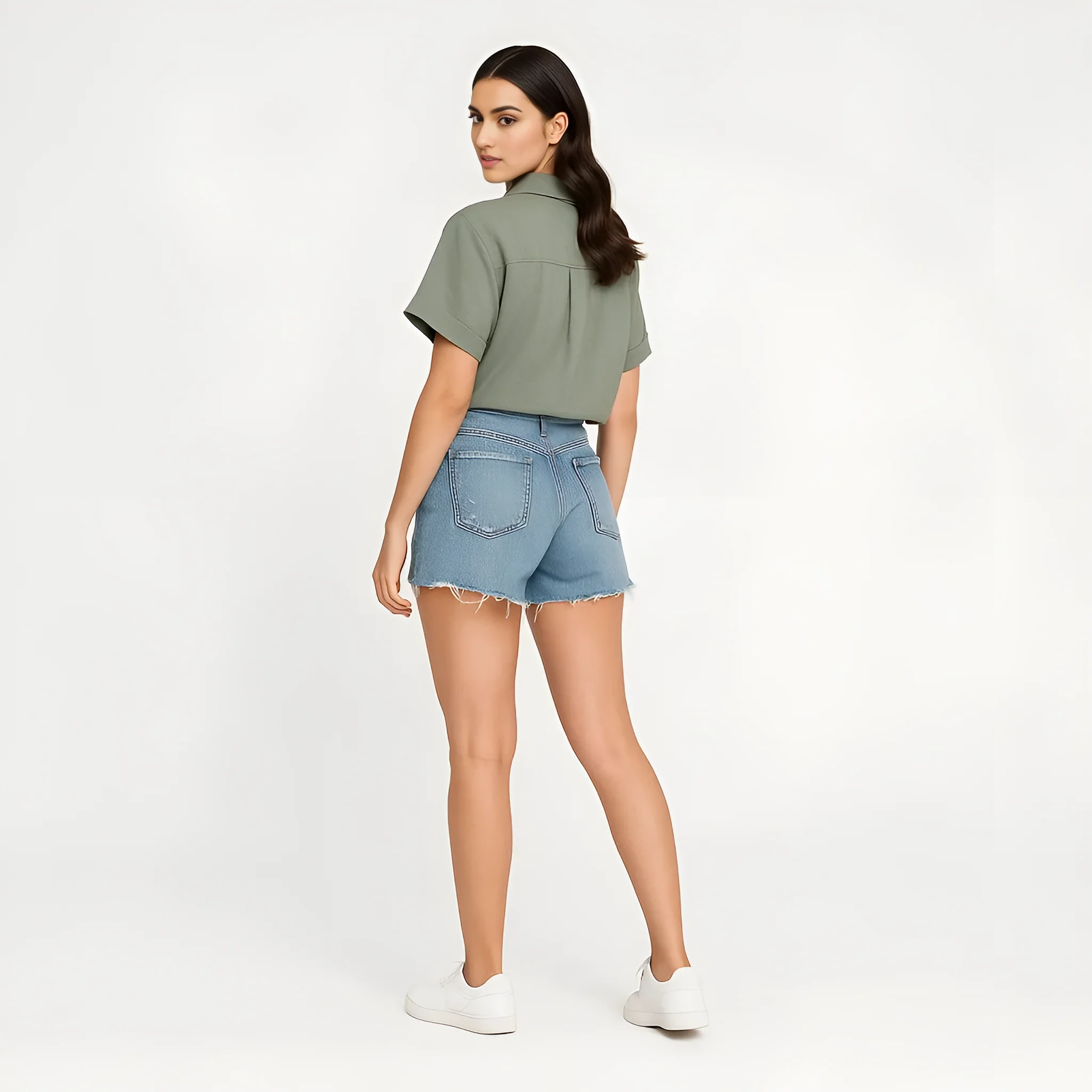 Boxy Fit Crop Shirt With Patch Pockets Detailing - Image 3