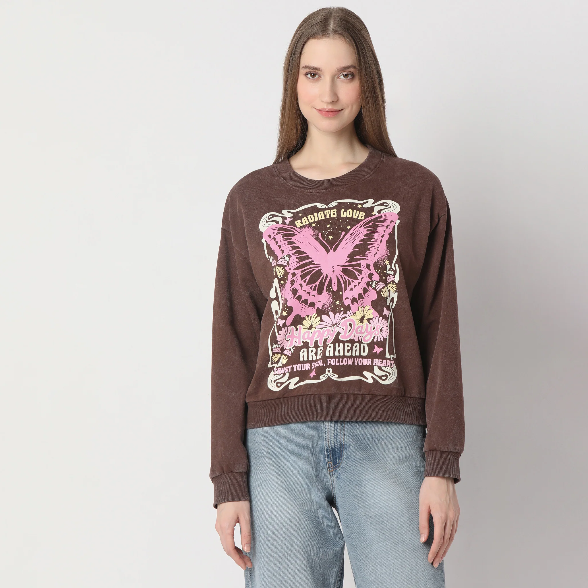 Boxy Fit Graphic Full Sleeve Sweat Tee - Image 2