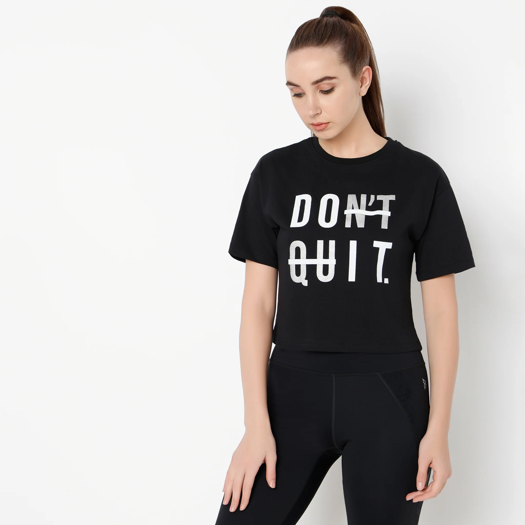 Boxy Fit Round Neck Performance Graphic Crop T-Shirt - Image 7