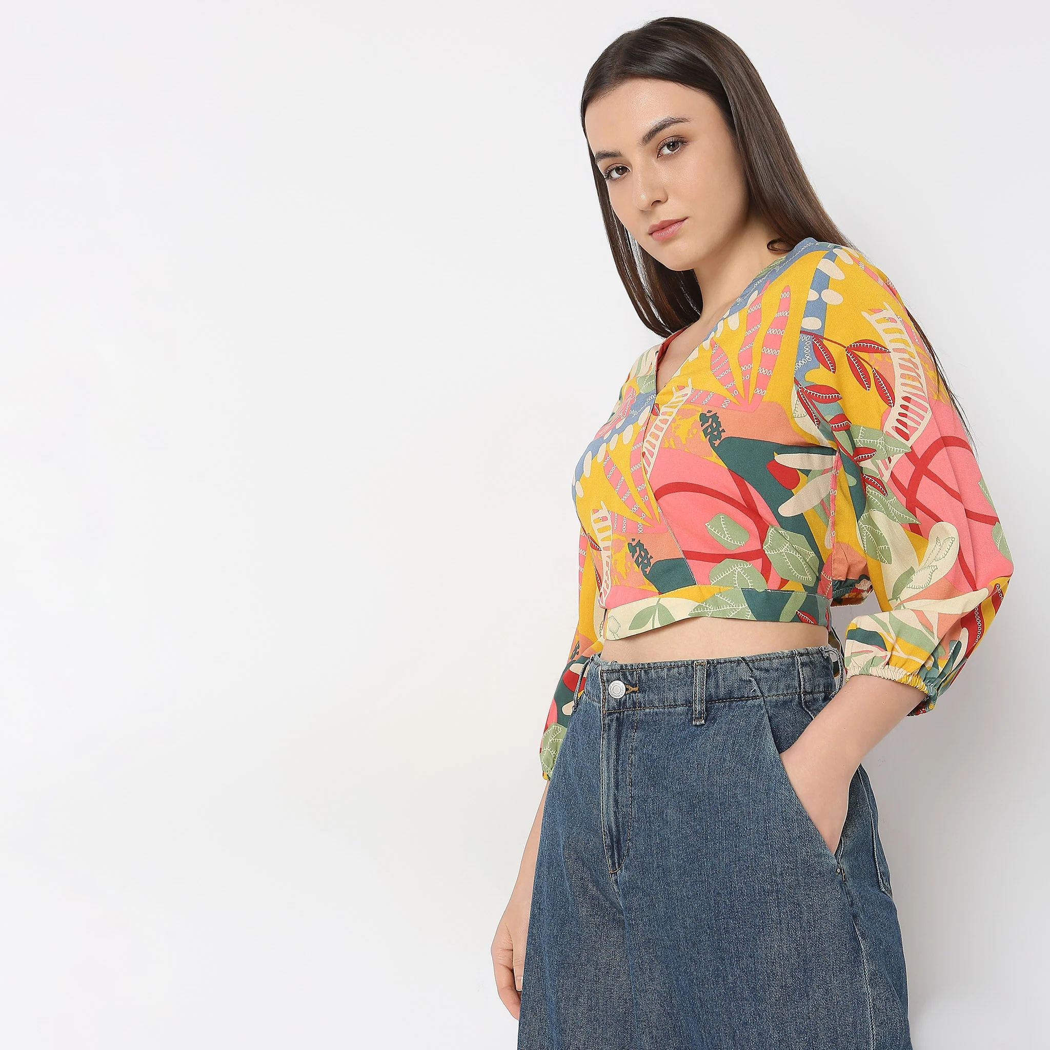 Boxy Fit Printed Crop Top - Image 5