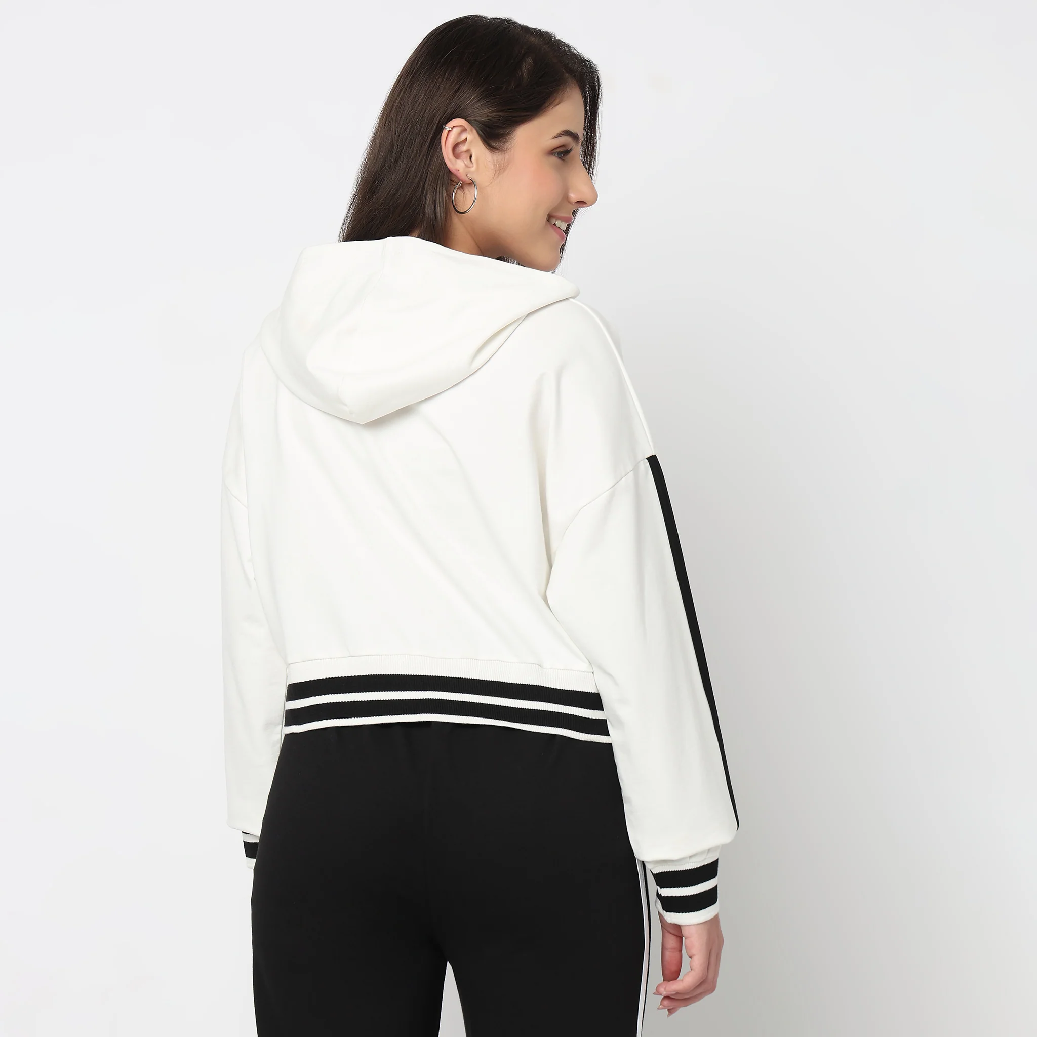 Boxy Fit Sweat Tee With Lace-Up Neckline - Image 3