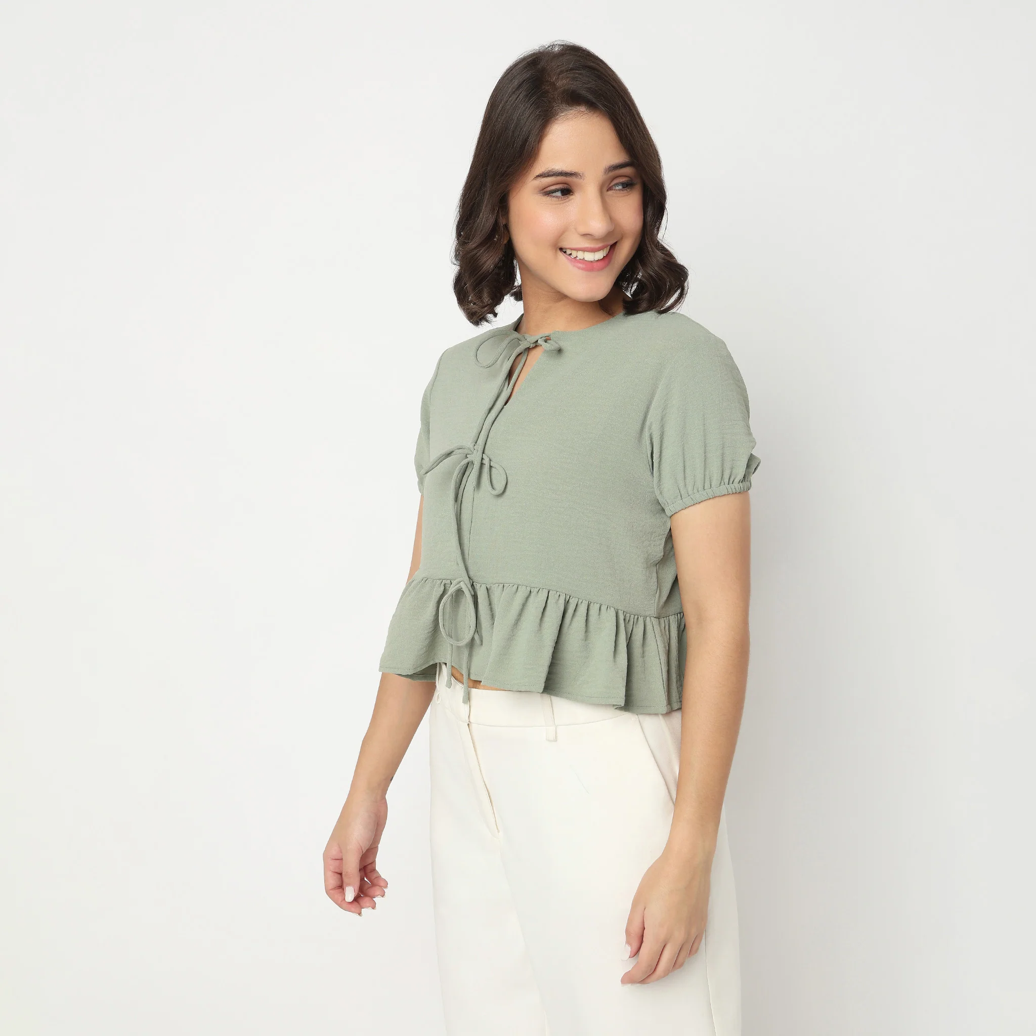 Boxy Fit Top With Bow Detail - Image 5