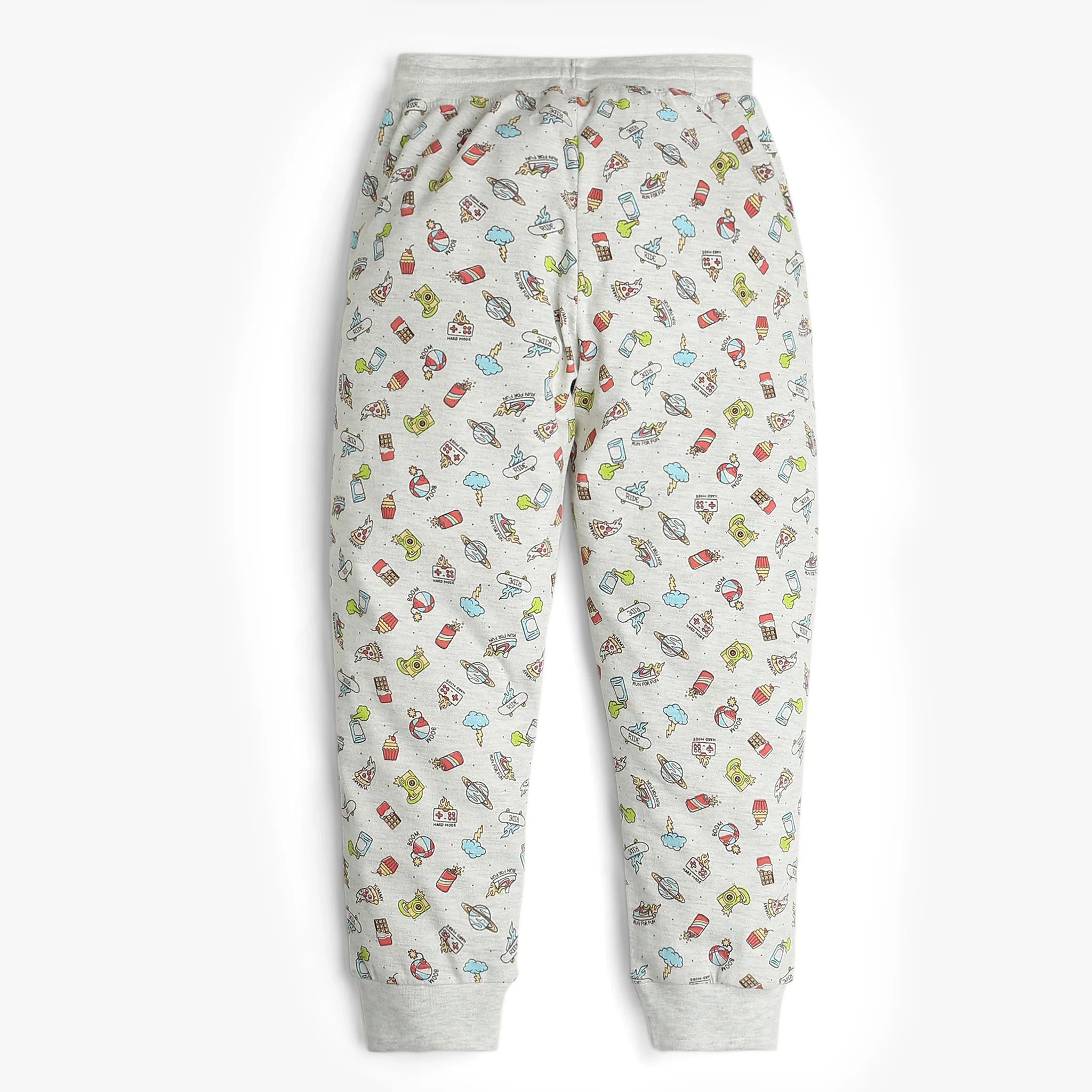 Boys All Over Print Crew Neck Full Sleeve Conversational Print T-Shirt With Track Pant Sleepwear Set - Image 5