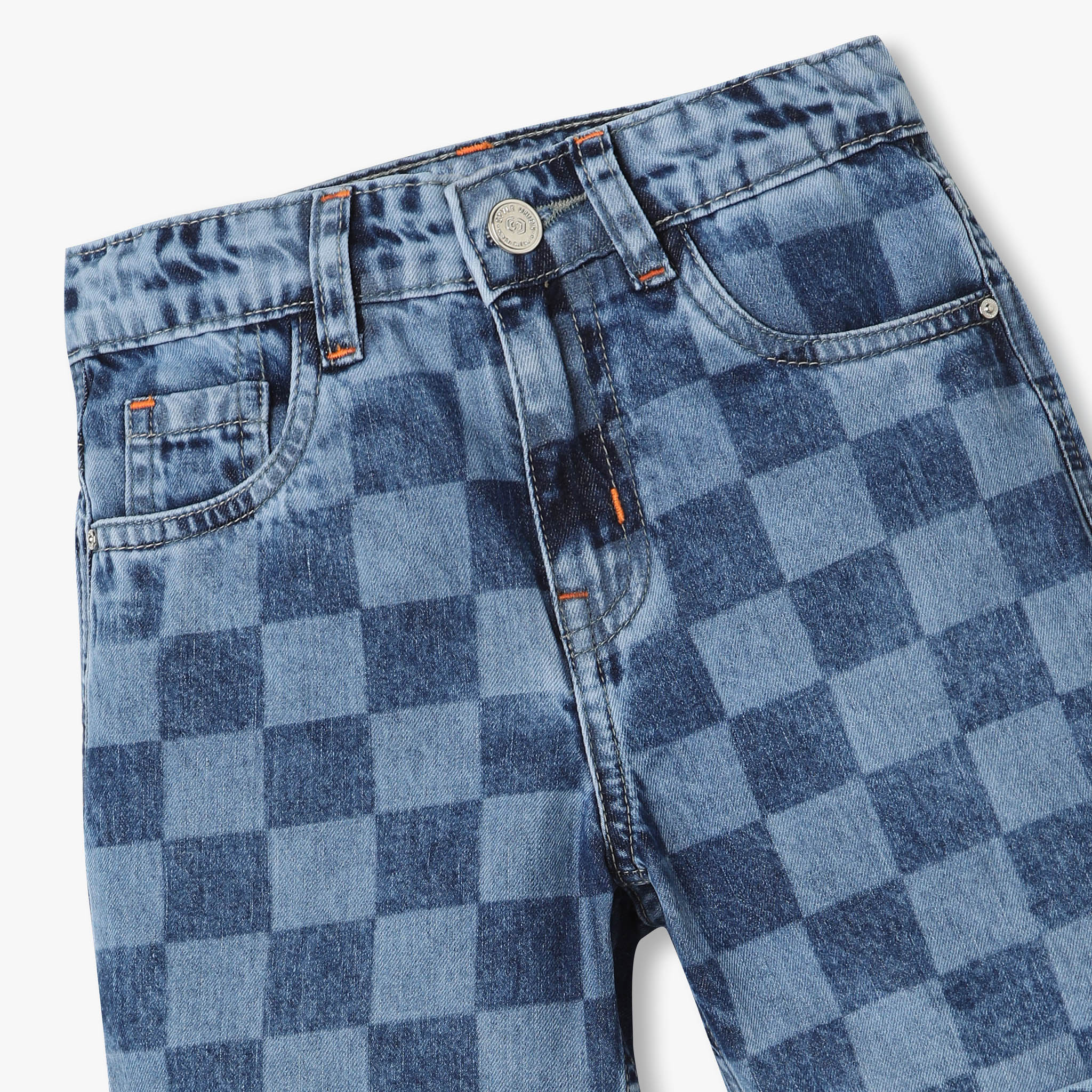 Boys Checkered Mid Rise Shorts - Image 3