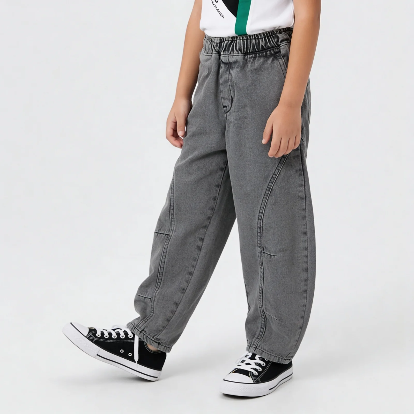 Boys Comfortabel Loose Fit Cargo Jorts With Heavily Washed - Image 5