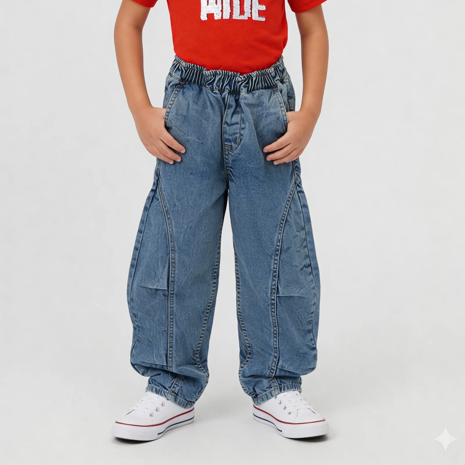Boys Comfortabel Loose Fit Cargo Jorts With Heavily Washed - Image 7