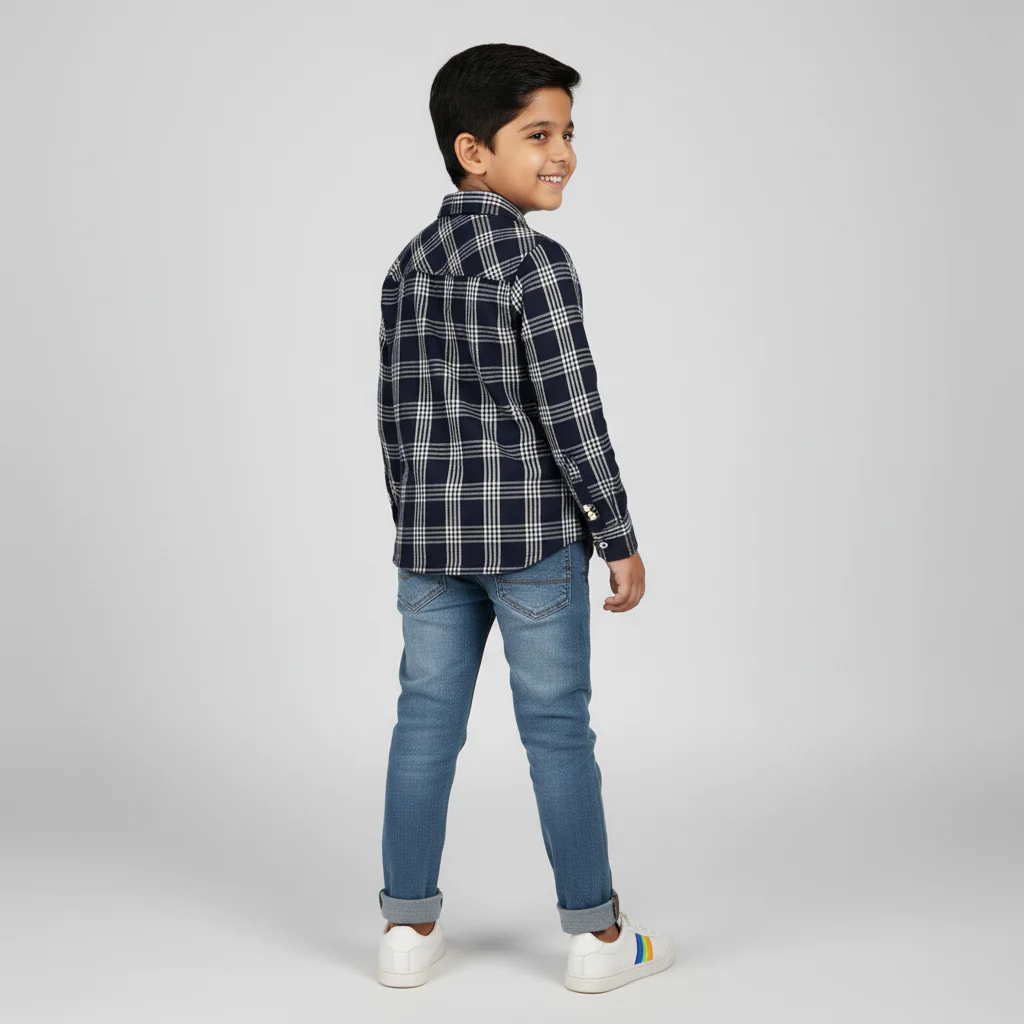 Boys Cotton Checkered Retreat Shirt - Image 3