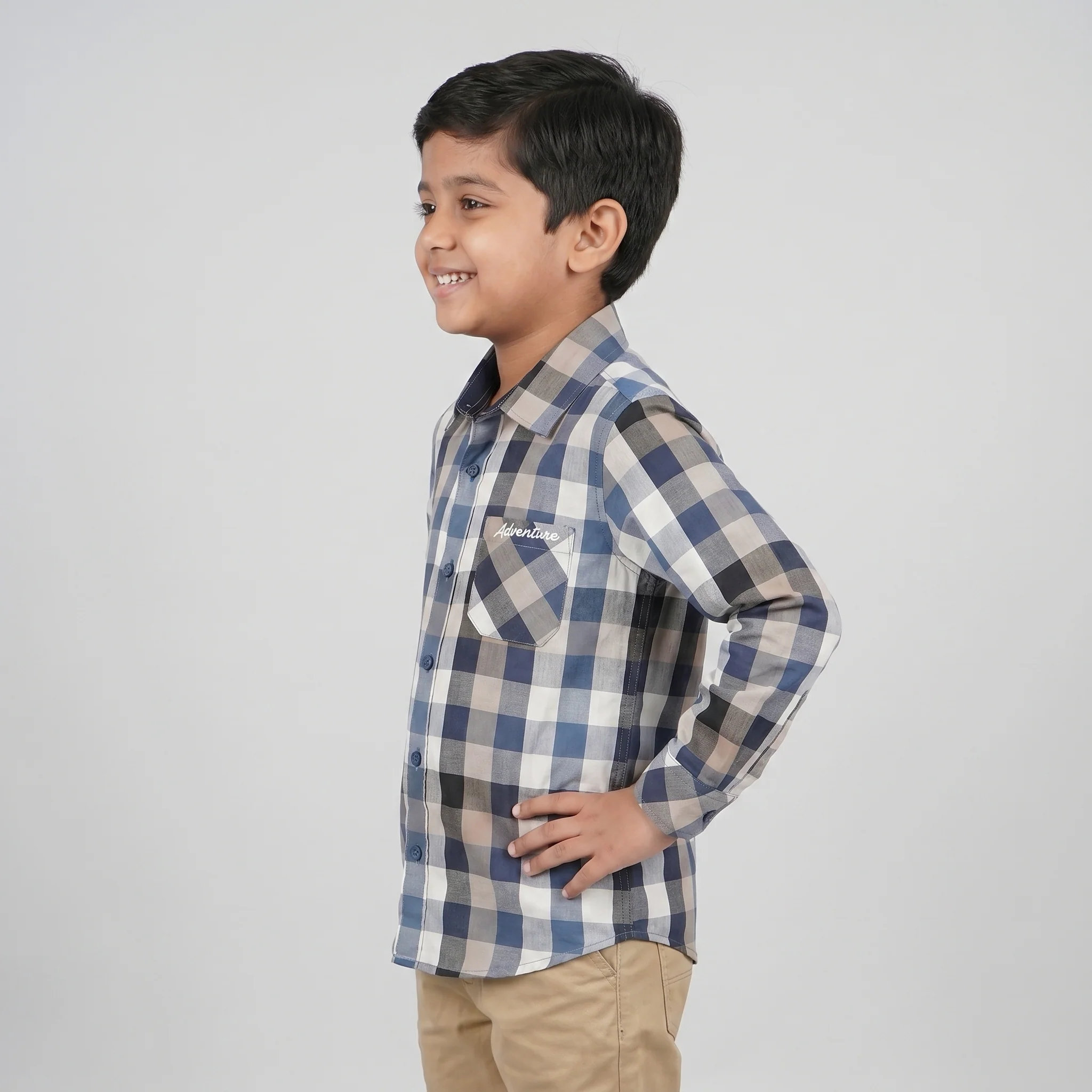 Boys Cotton Checkered Shirt - Image 2
