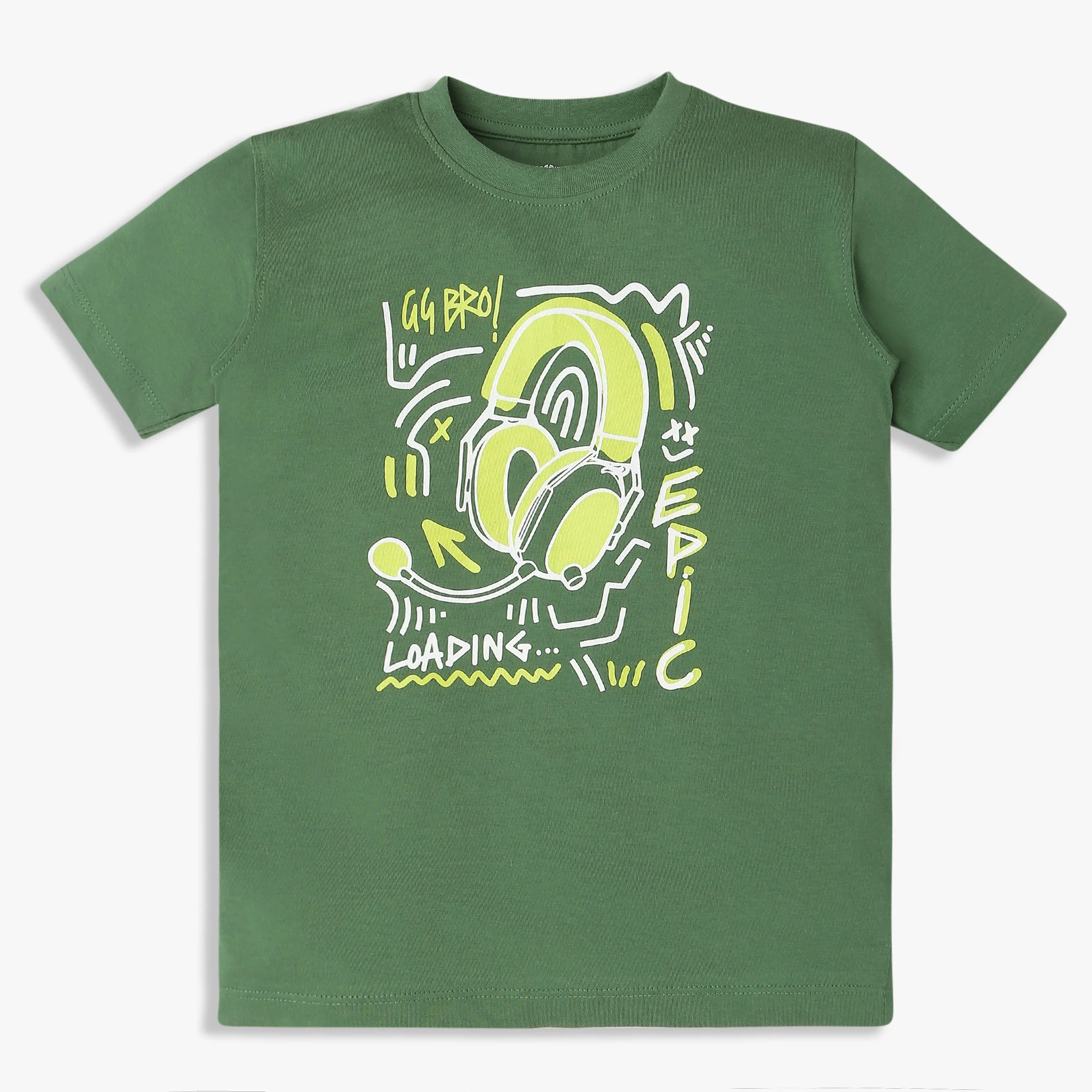 Boys Cotton Crew Neck Graphitee