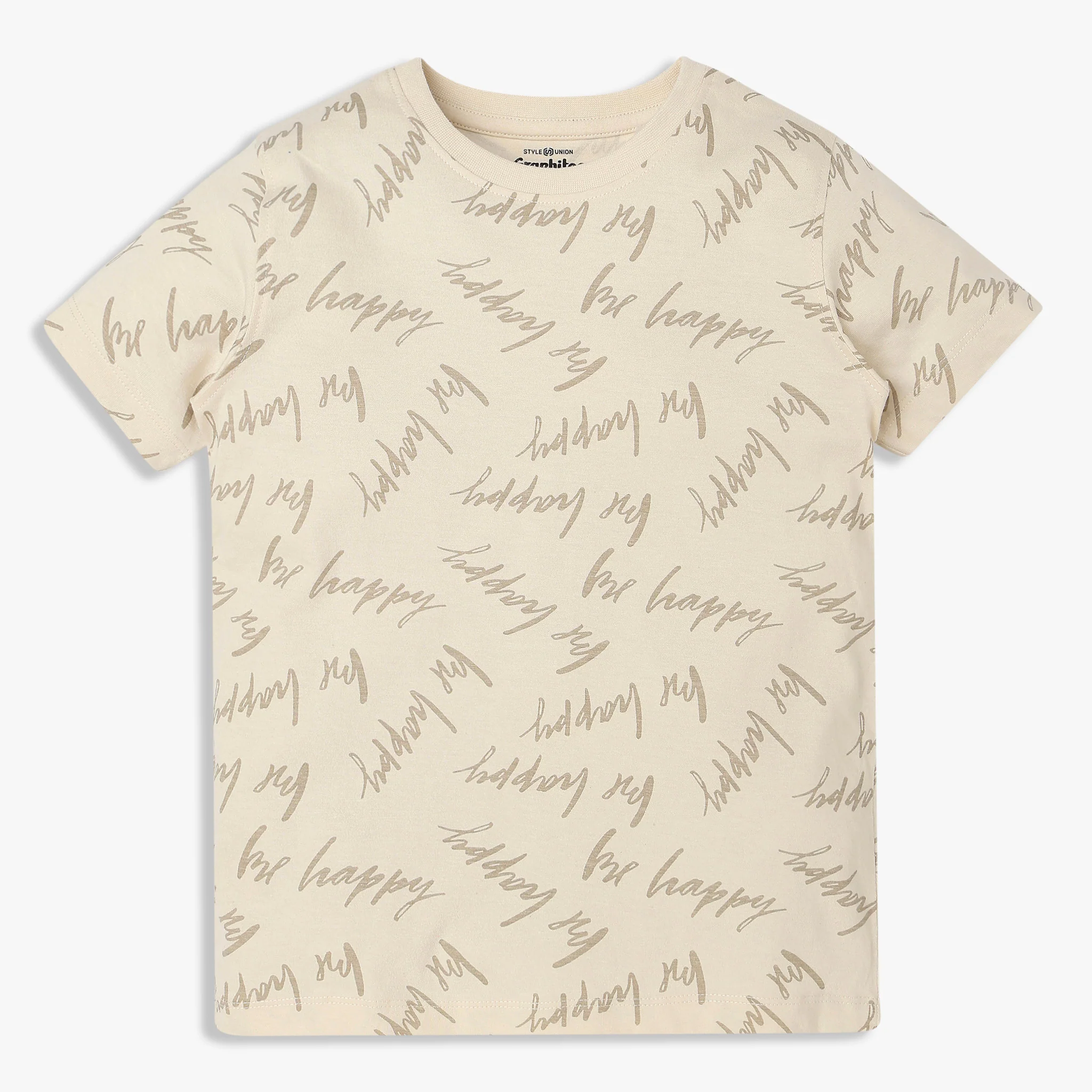 Boys Cotton Crew Neck Graphitee