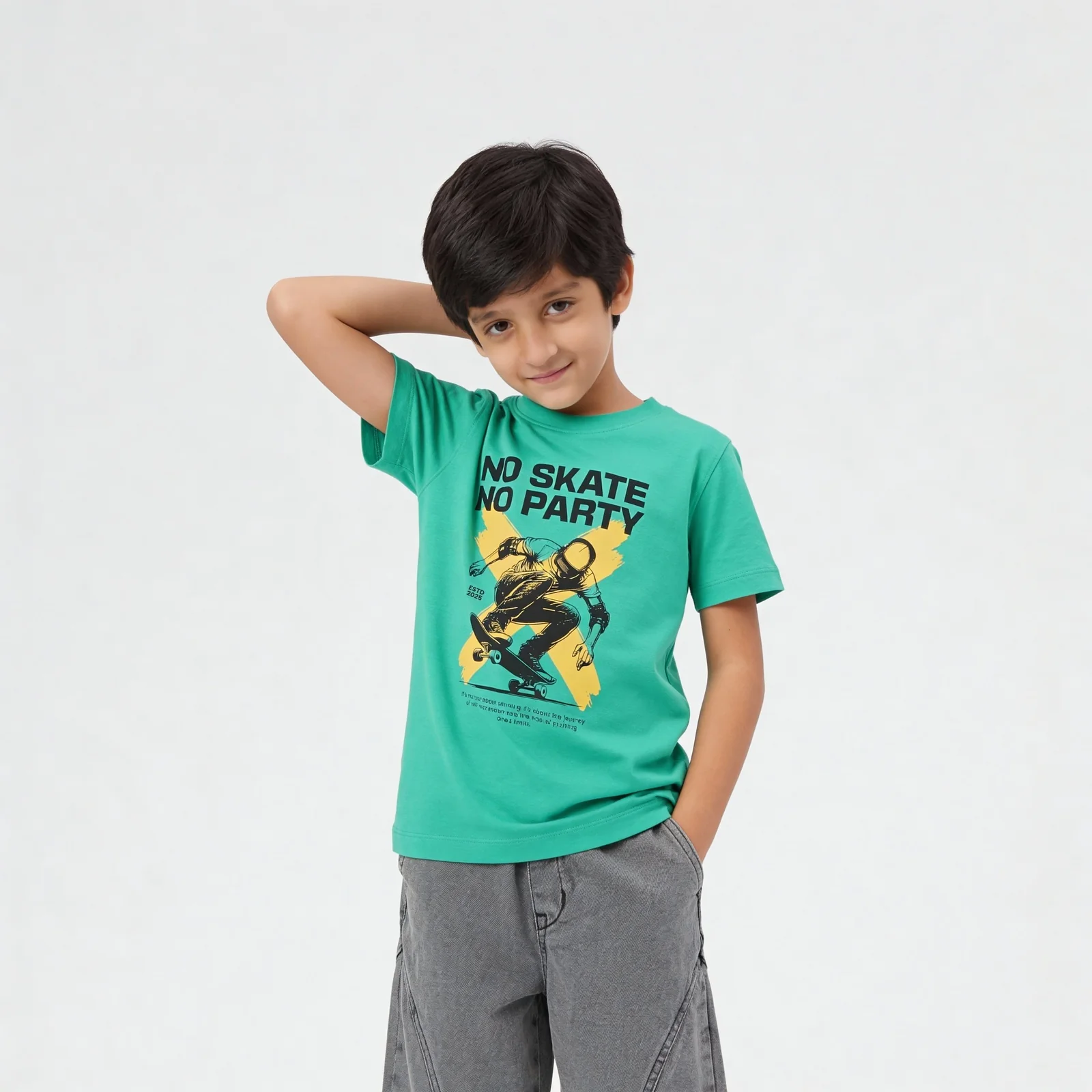 Boys Cotton Crew Neck Graphitee - Image 2