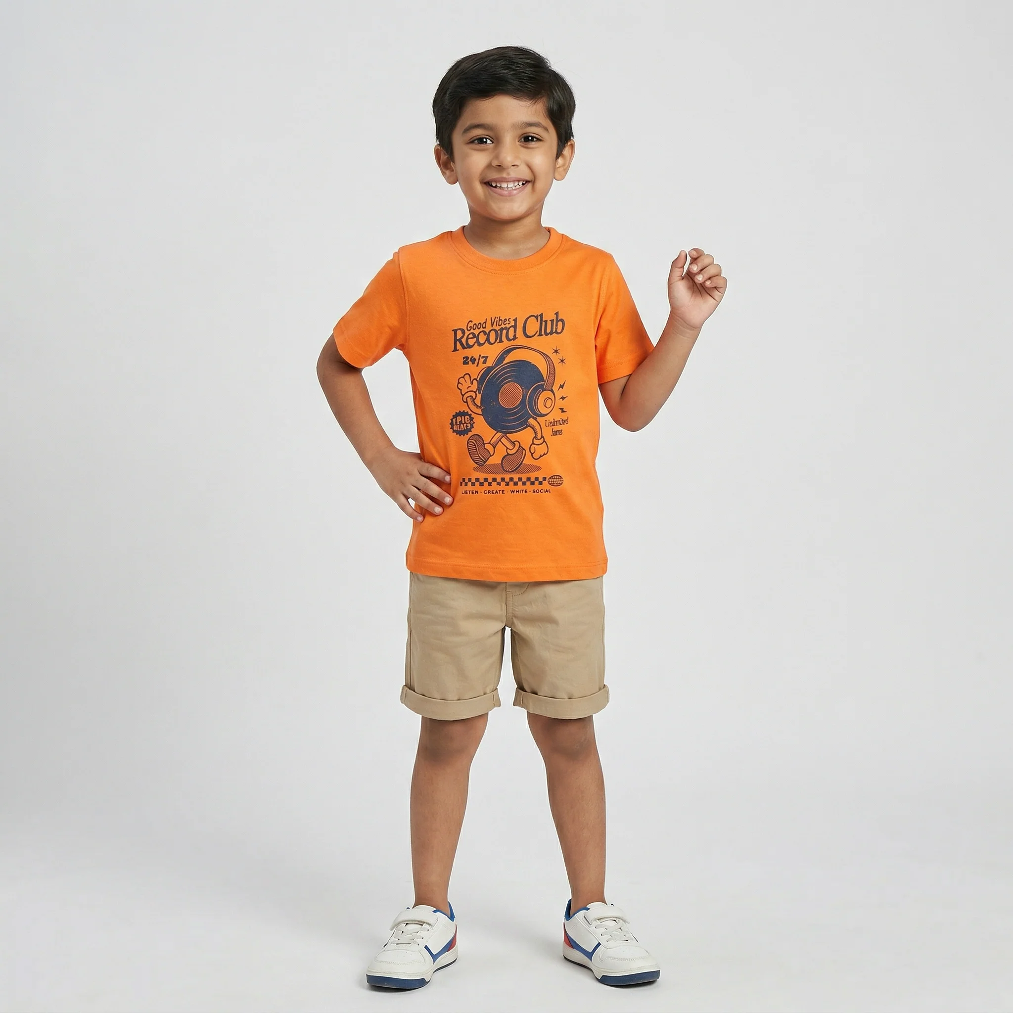 Boys Cotton Crew Neck Graphitee
