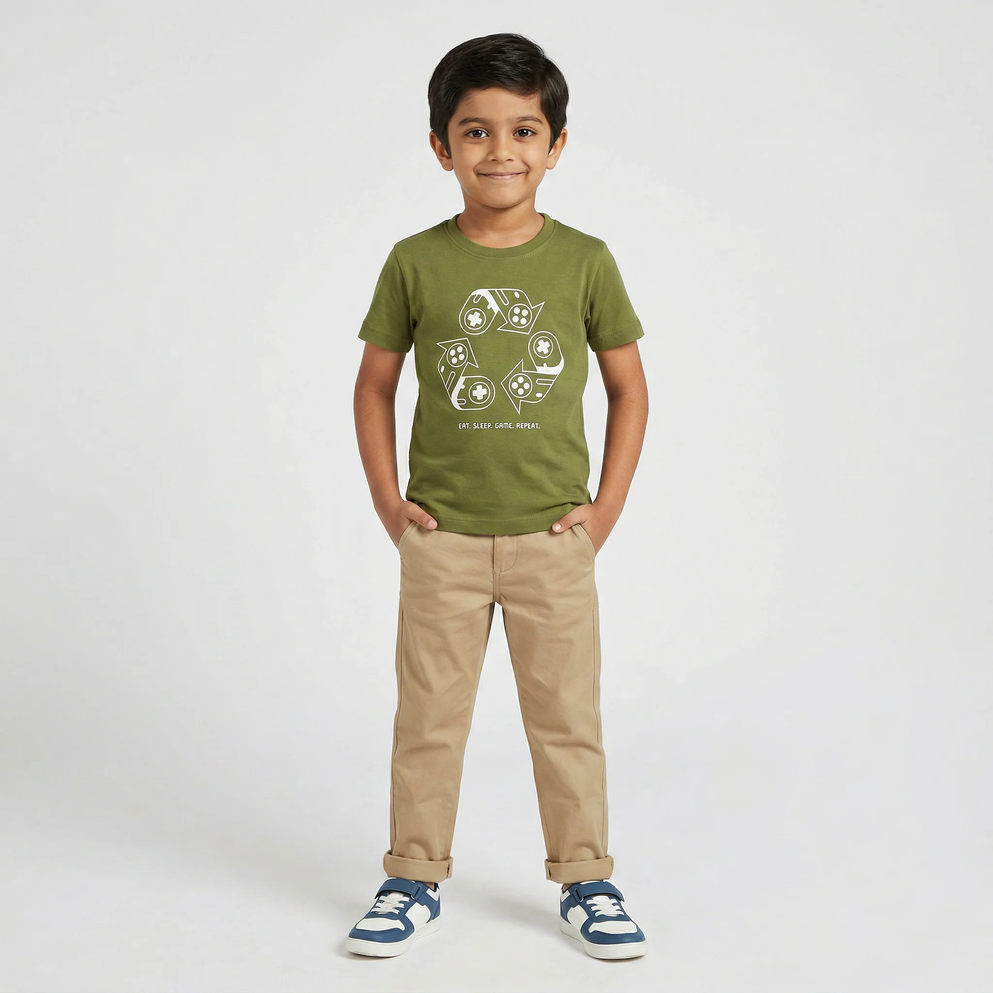 Boys Cotton Crew Neck Graphitee