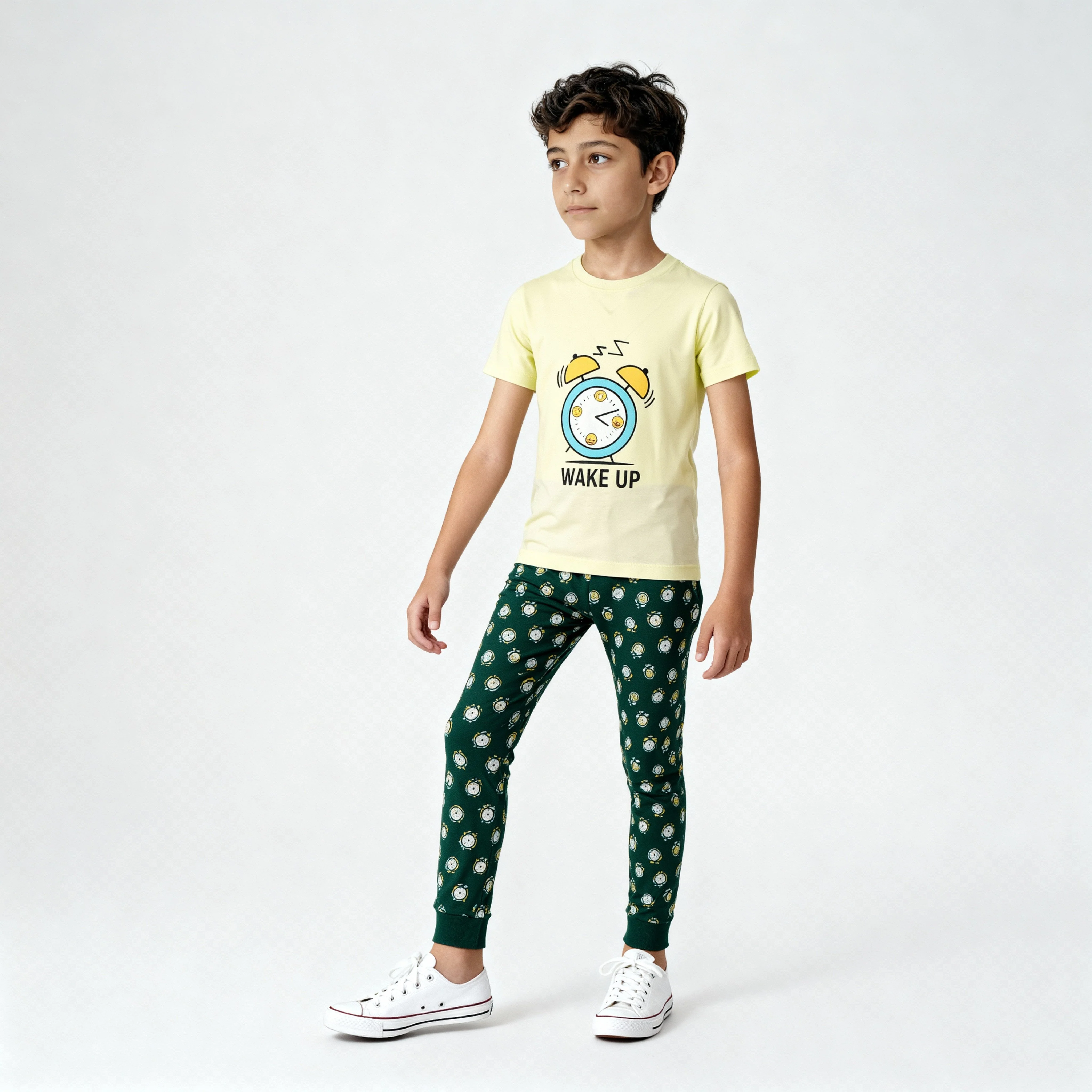 Boys Cotton Graphic T-Shirt with Track Pant Sleepwear Set - Image 2
