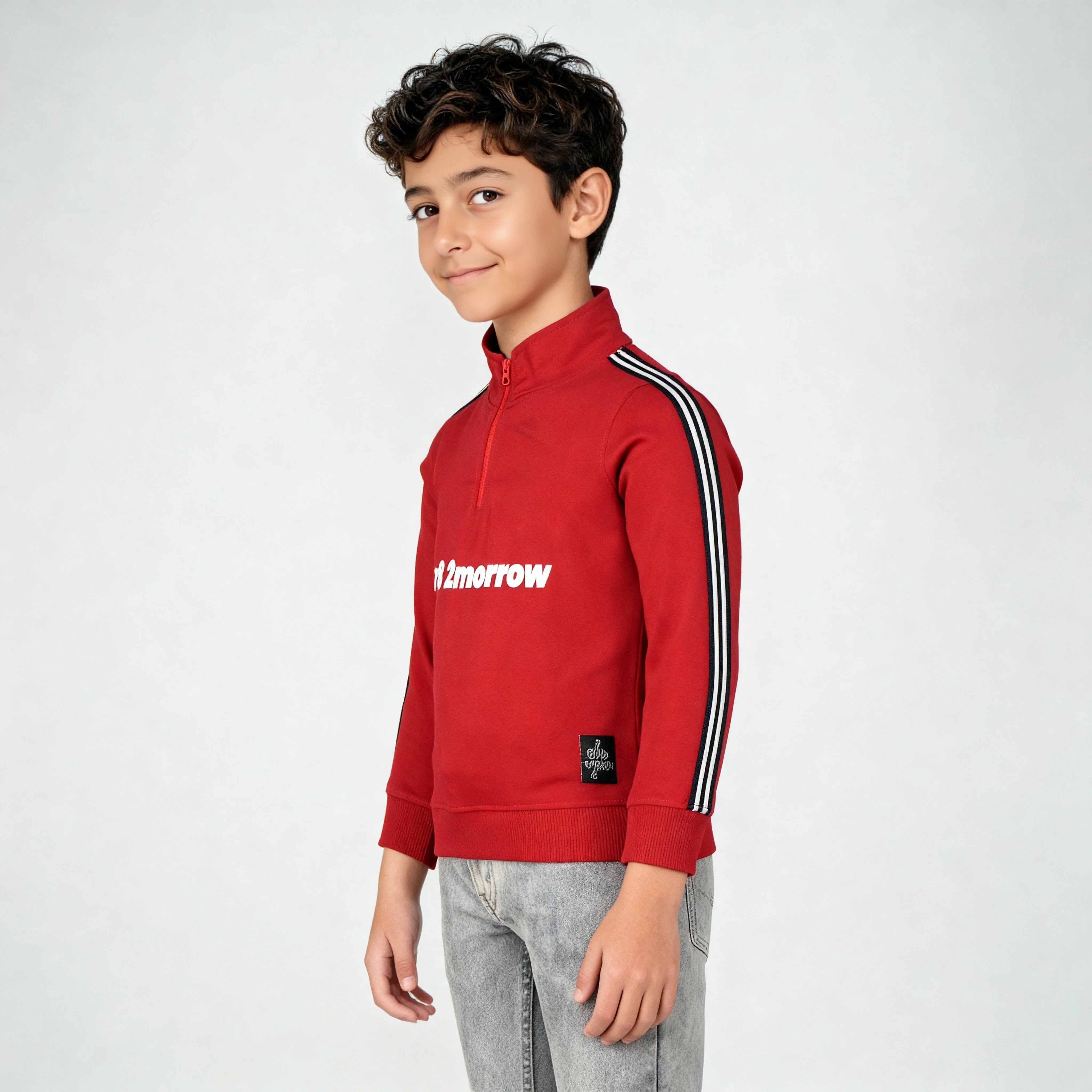 Boys Cotton High Neck Pop Sweat Tee - Image 5