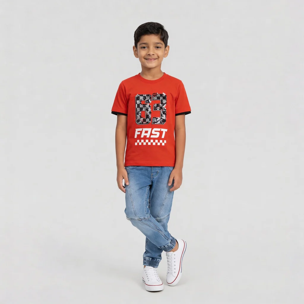 Boys Cotton Printed Crew Neck Weekend T-Shirt