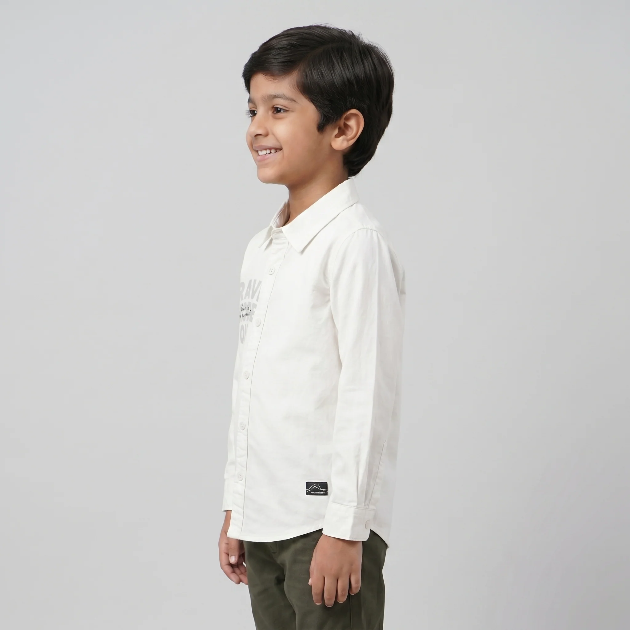 Boys Cotton Solid Cuban Shirt - Image 2