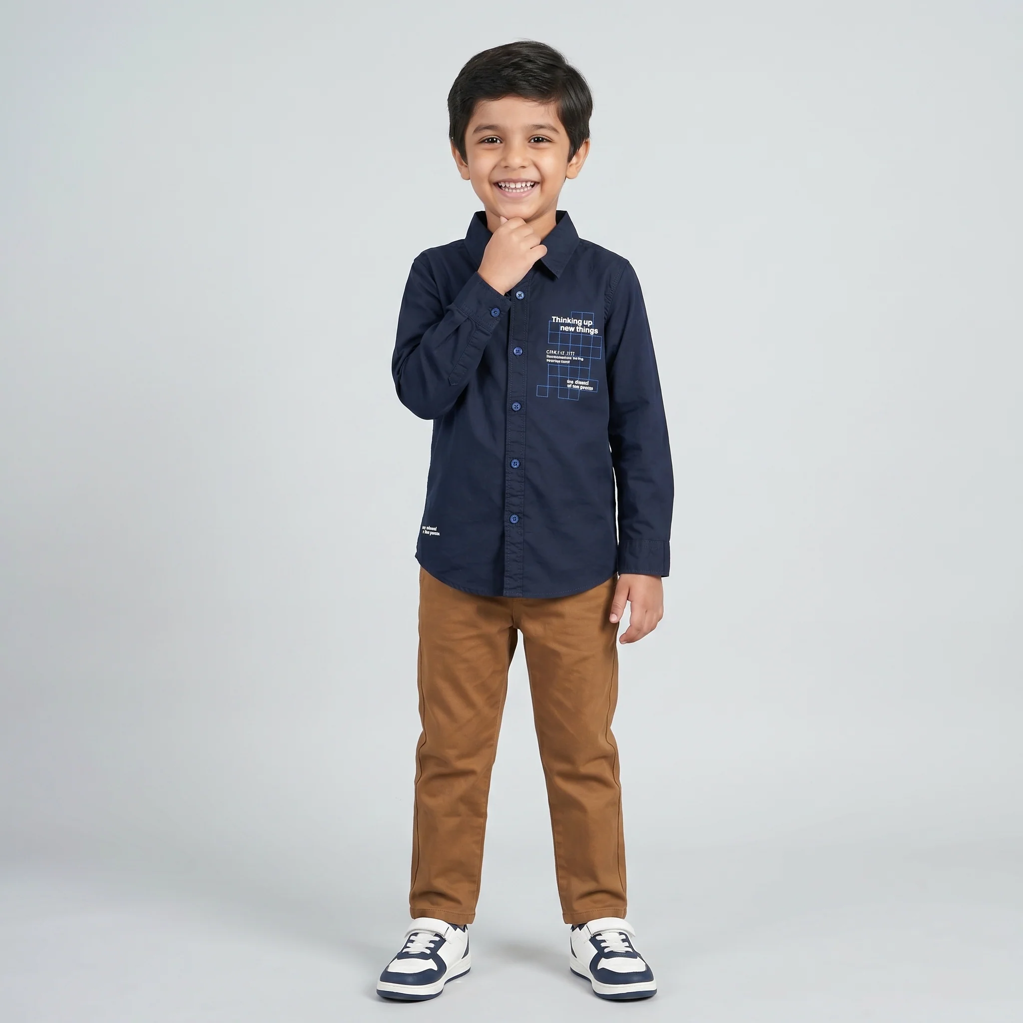 Boys Cotton Solid Cuban Shirt