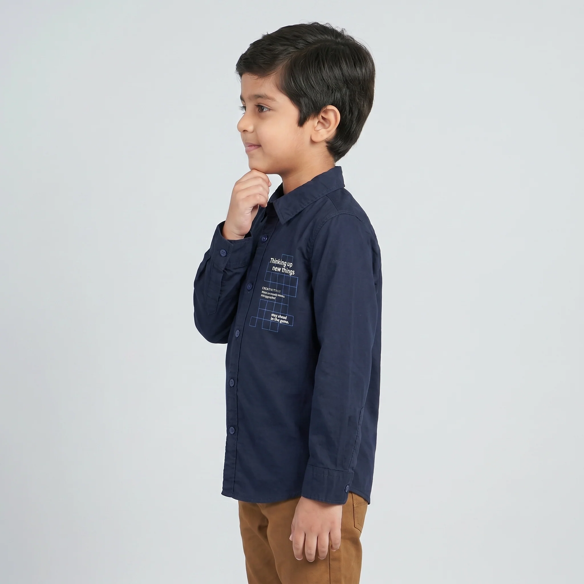 Boys Cotton Solid Cuban Shirt - Image 2