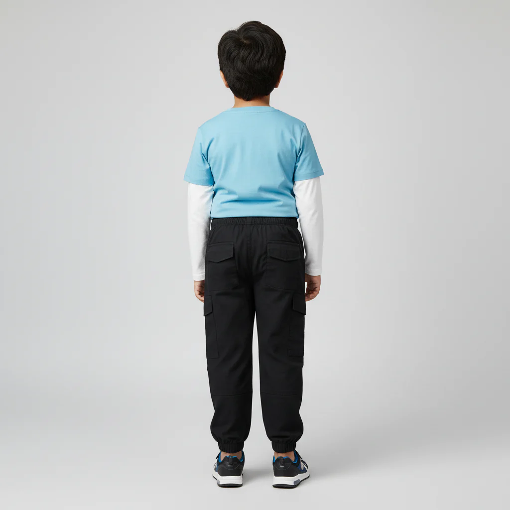 Boys Cotton Solid Joggers - Image 3