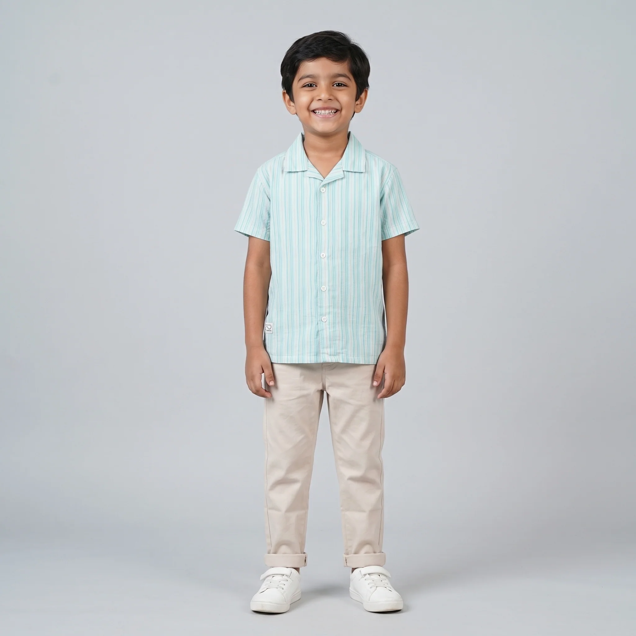 Boys Cotton Striped Cuban Shirt