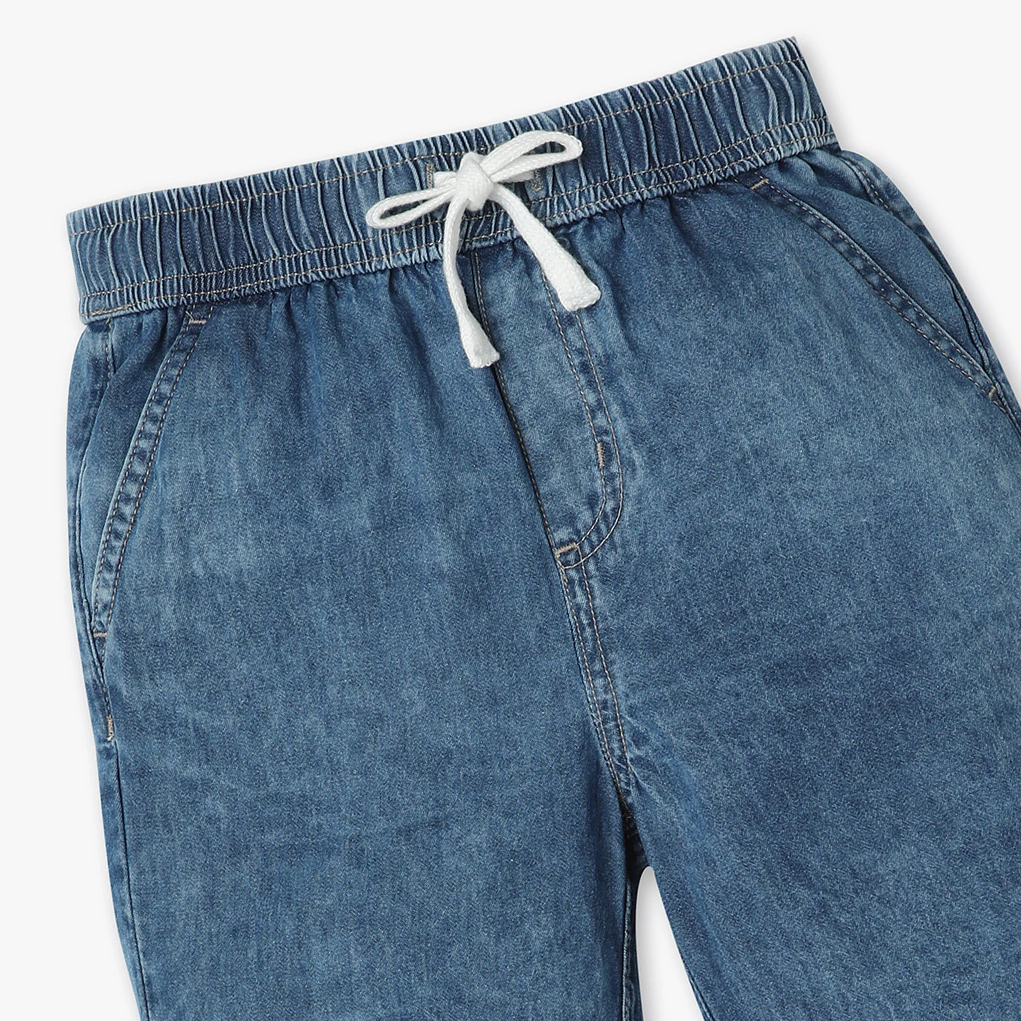 Boys Solid Above Knee Fully Elasticated With Drawcord Shorts - Image 3