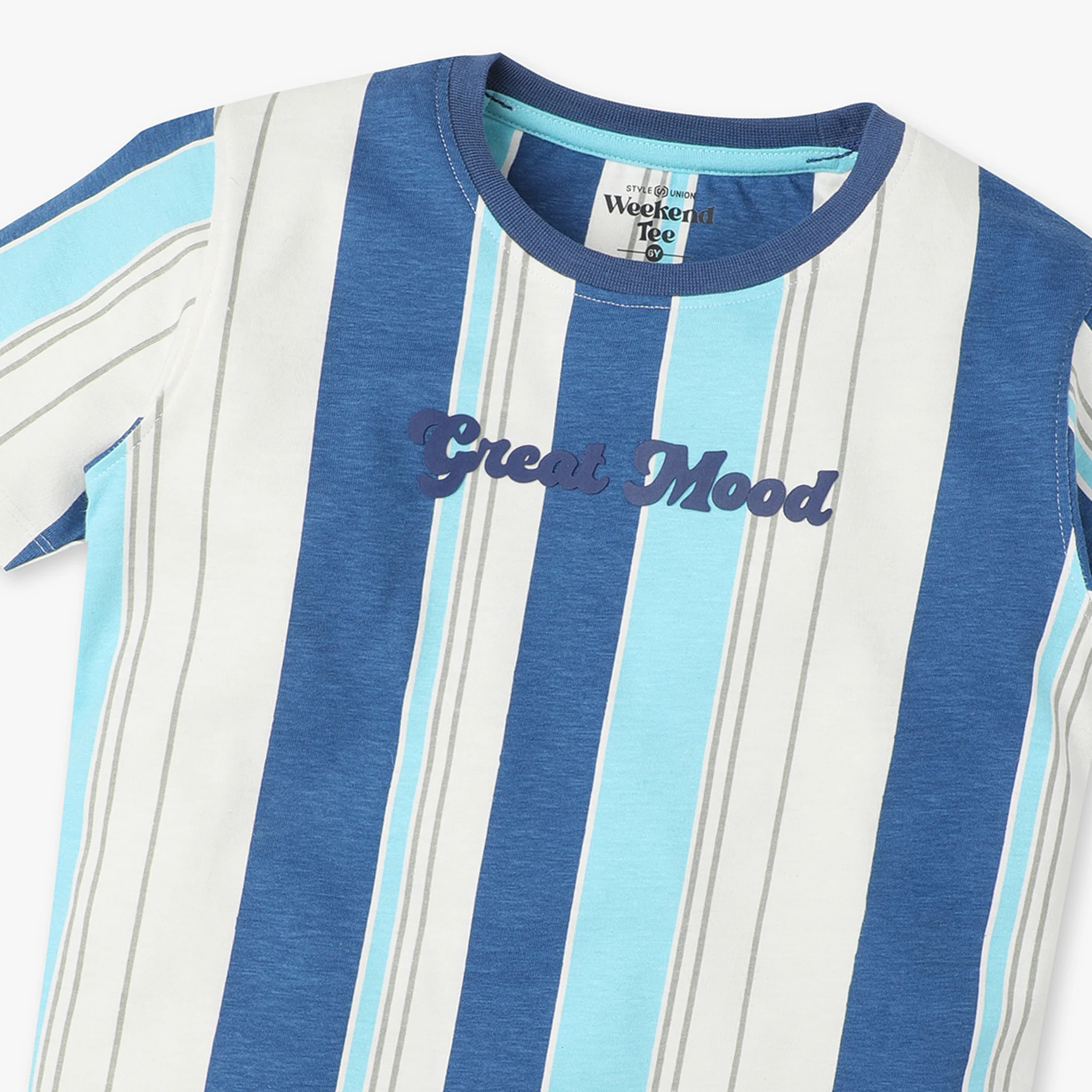 Boys Oversize Striped Crew Neck Half Sleeve T-Shirt - Image 3