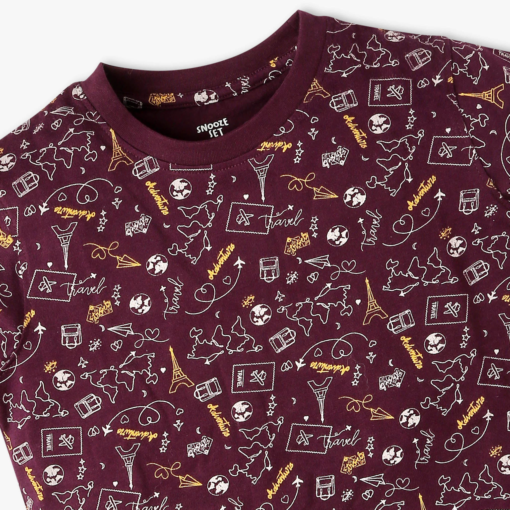 Boys All Over Print Full Length Crew Neck Half Sleeve T-Shirt With Short Sleepwear Set - Image 6